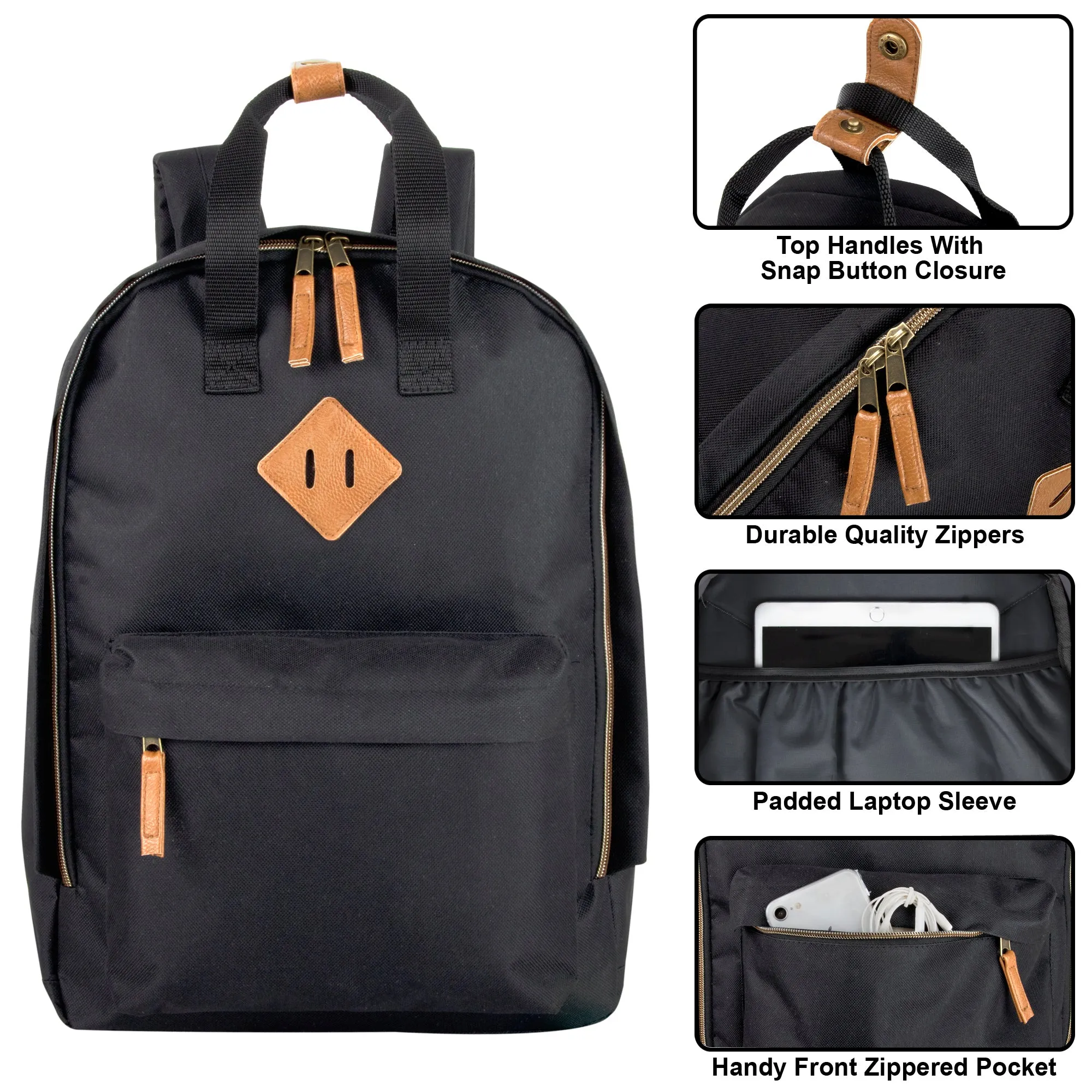 16-Inch Collegiate Double Handle Backpack with Laptop Sleeve