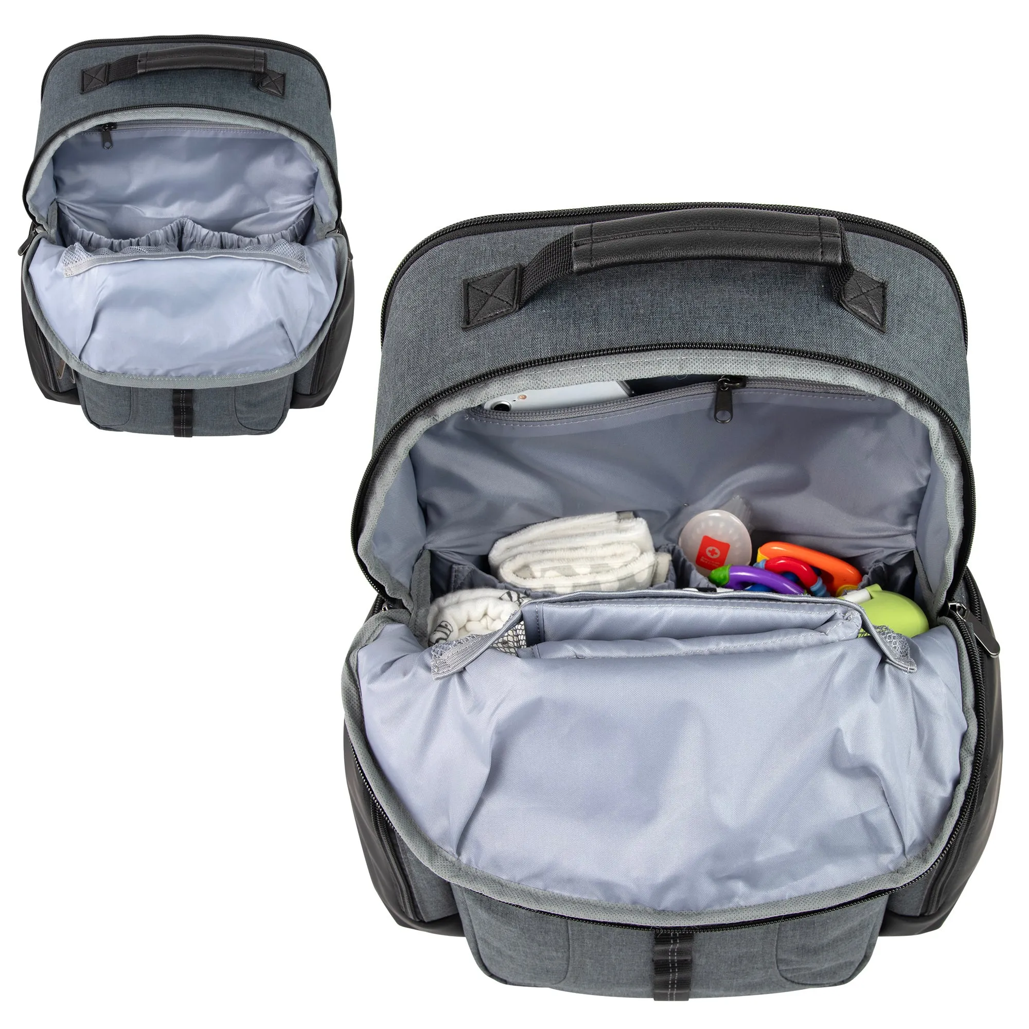 Baby Essentials Two-Tone Diaper Bag Backpack w Changing Pad - Grey