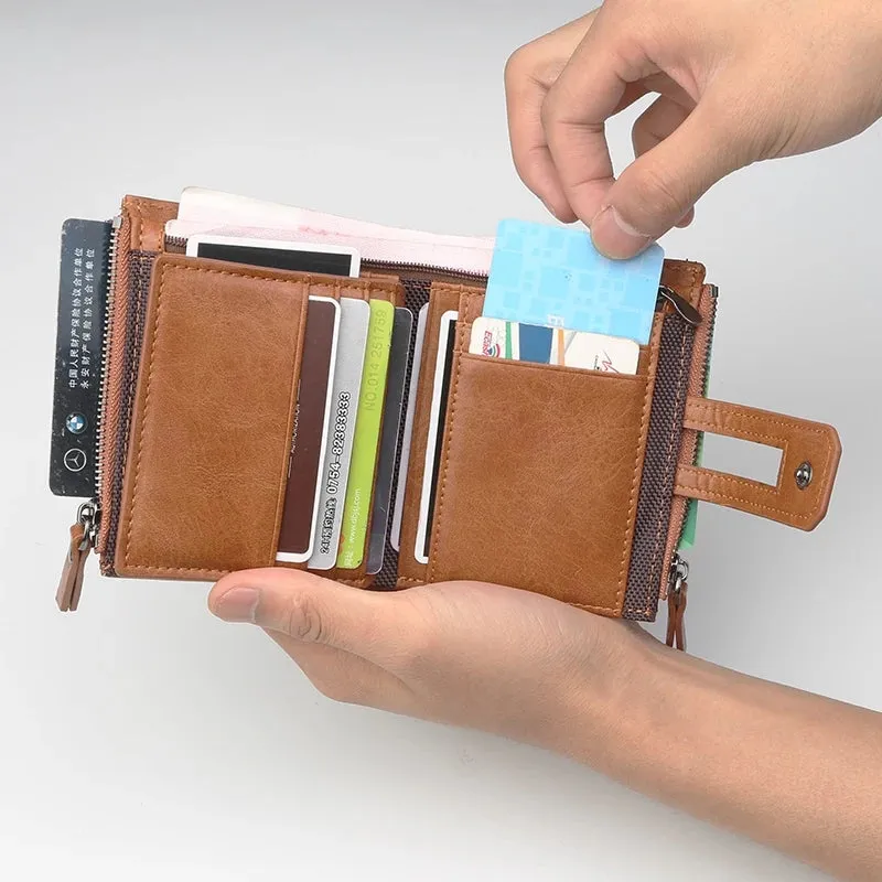 Baellerry Business Double Zipper PU Wallet, Cardholder