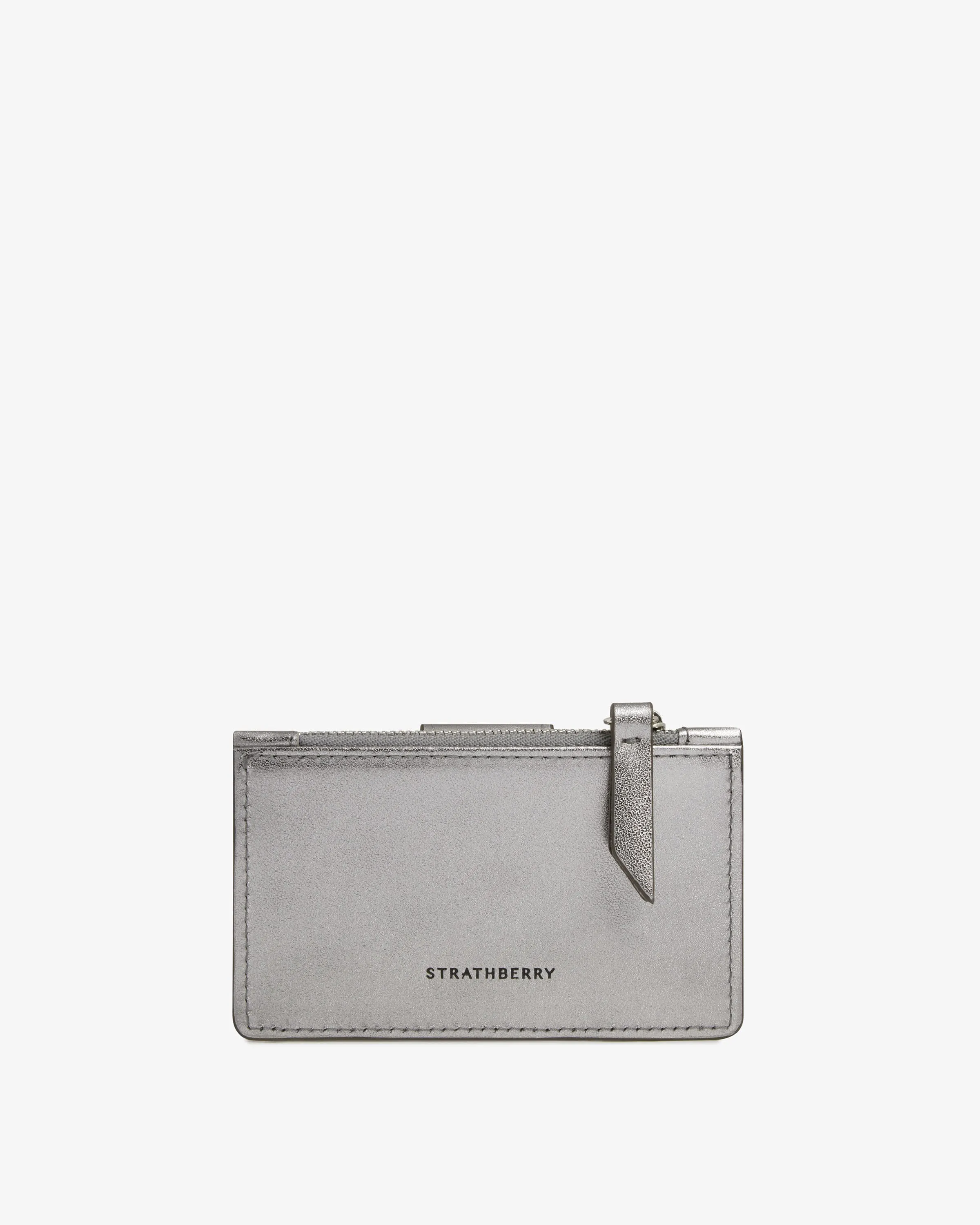 Bay Zipped Cardholder - Metallic Silver Foil