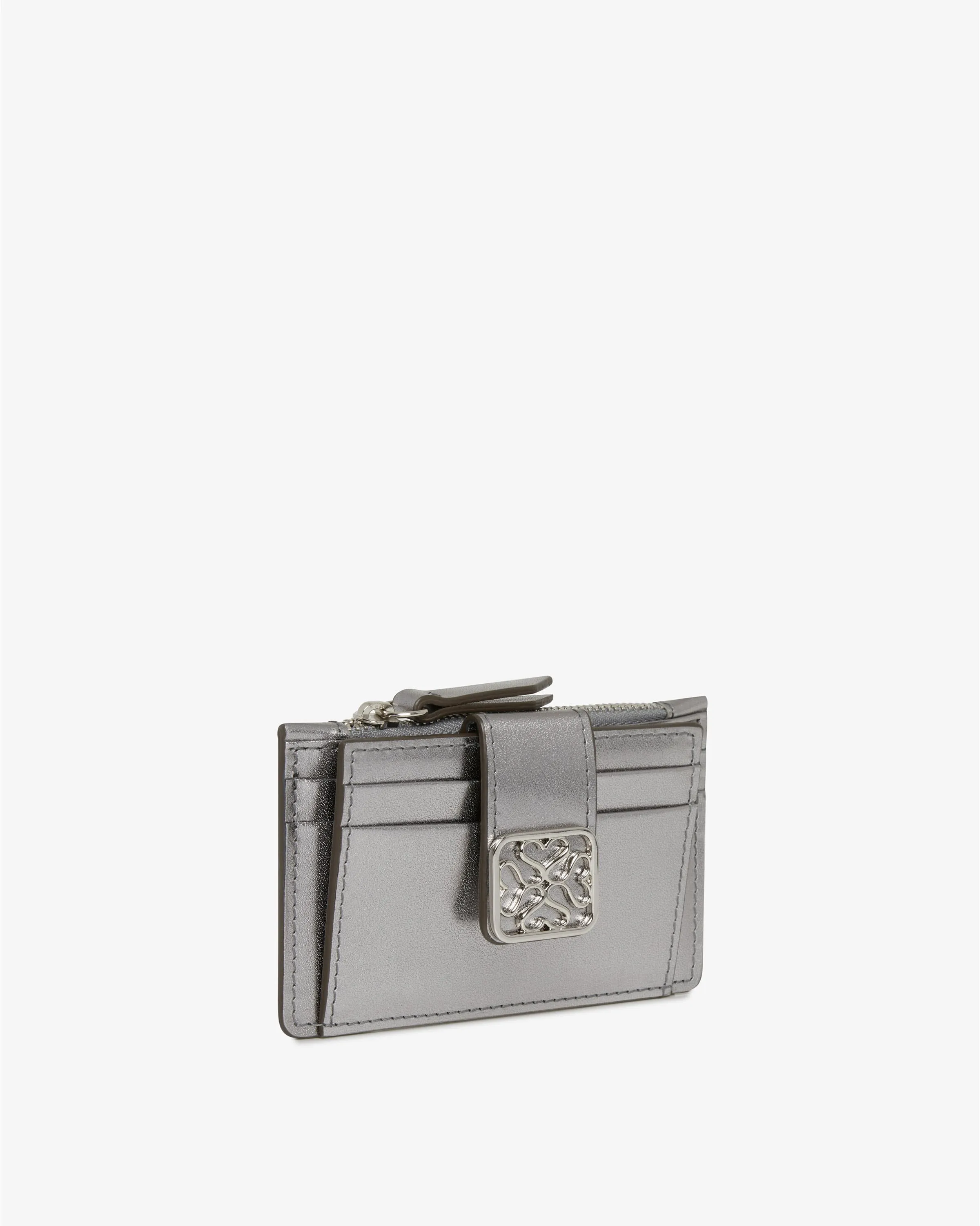 Bay Zipped Cardholder - Metallic Silver Foil