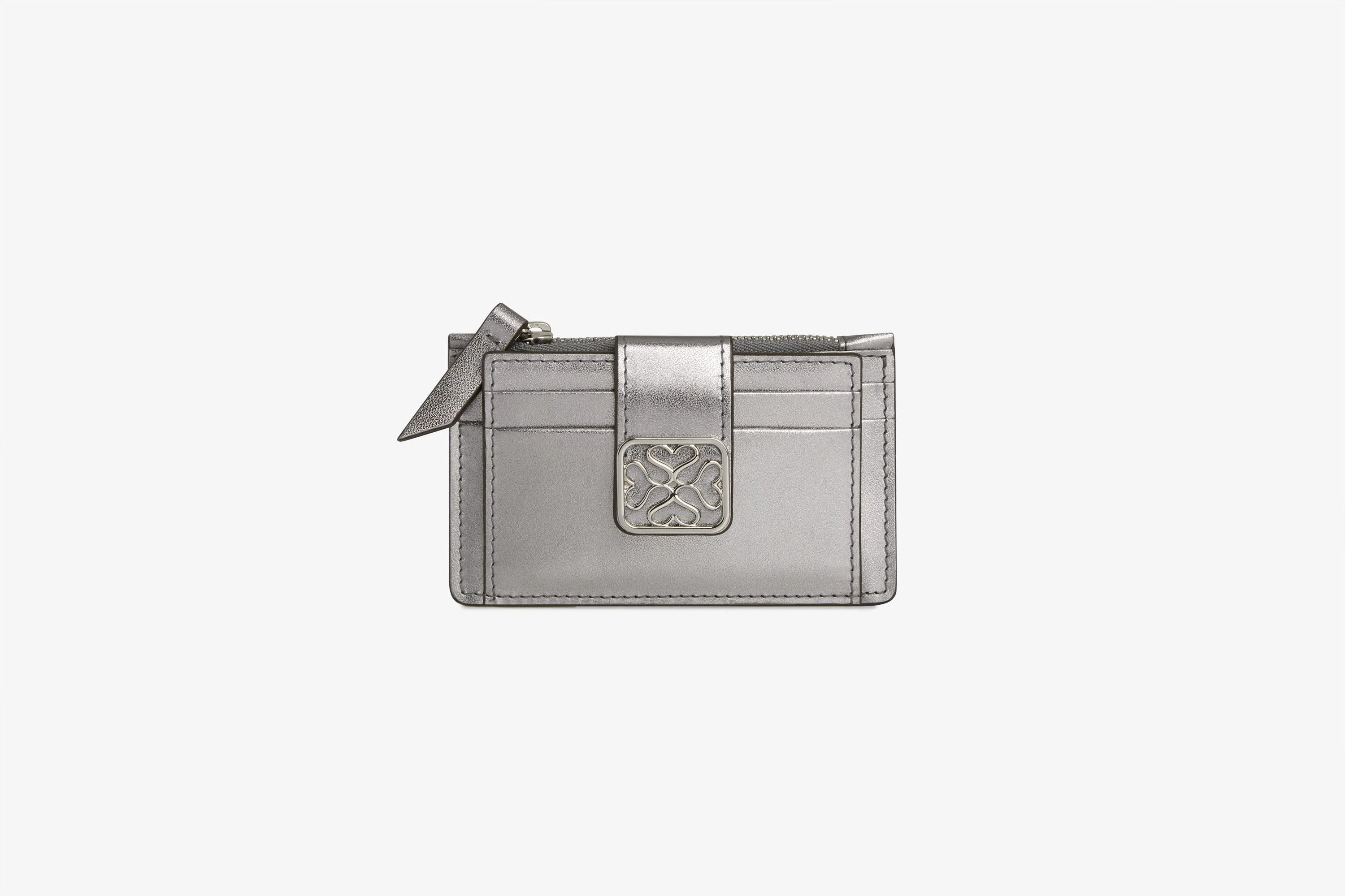 Bay Zipped Cardholder - Metallic Silver Foil