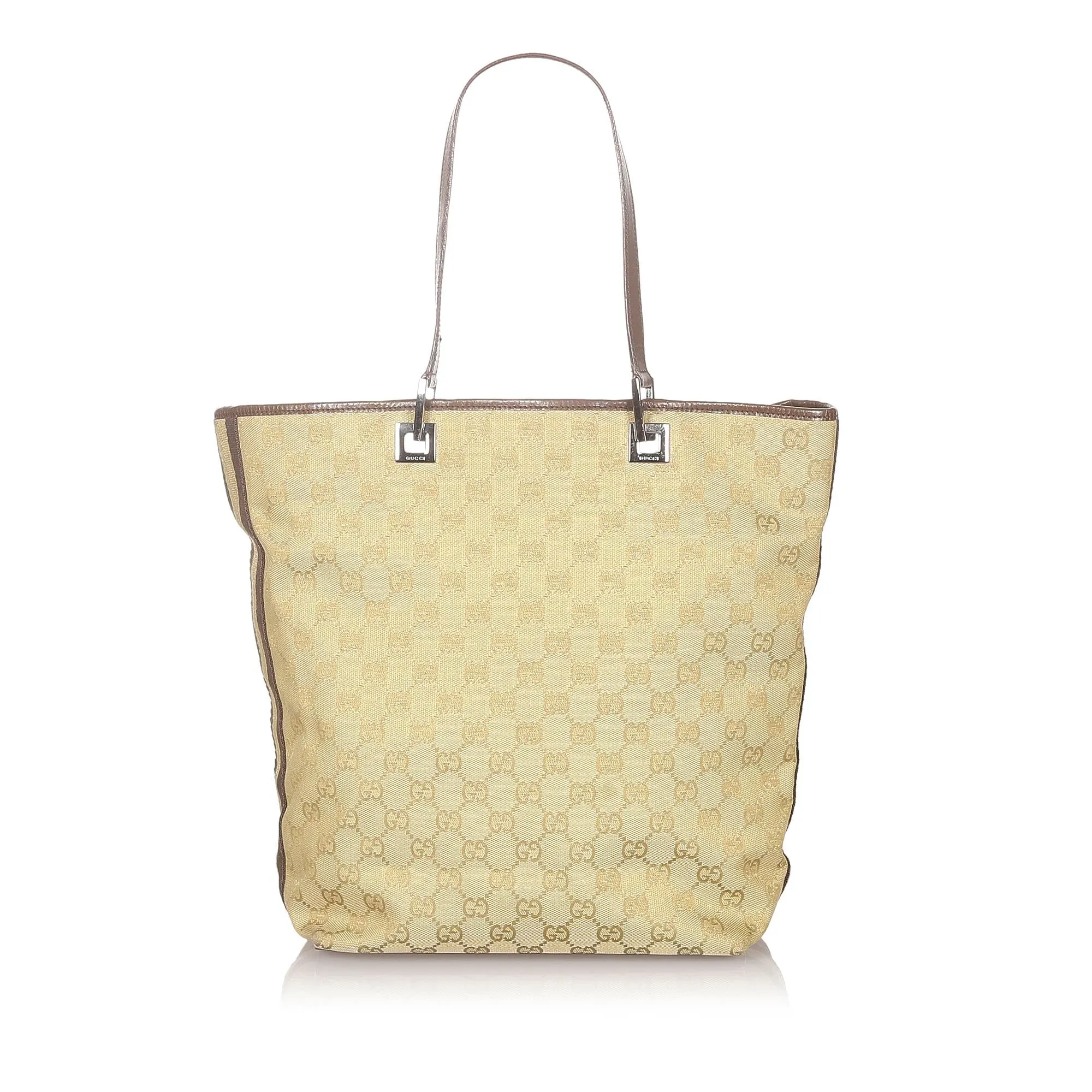 Beige Gucci GG Canvas Web Tote Bag