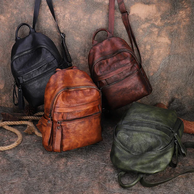 Best Vintage Coffee Leather Rucksack Womens Vintage School Backpacks Leather Backpack Purse