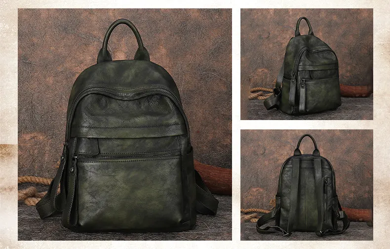 Best Vintage Coffee Leather Rucksack Womens Vintage School Backpacks Leather Backpack Purse