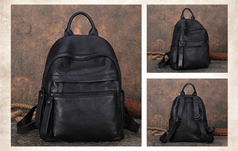 Best Vintage Coffee Leather Rucksack Womens Vintage School Backpacks Leather Backpack Purse