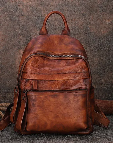 Best Vintage Green Leather Rucksack Womens Vintage School Backpacks Leather Backpack Purse