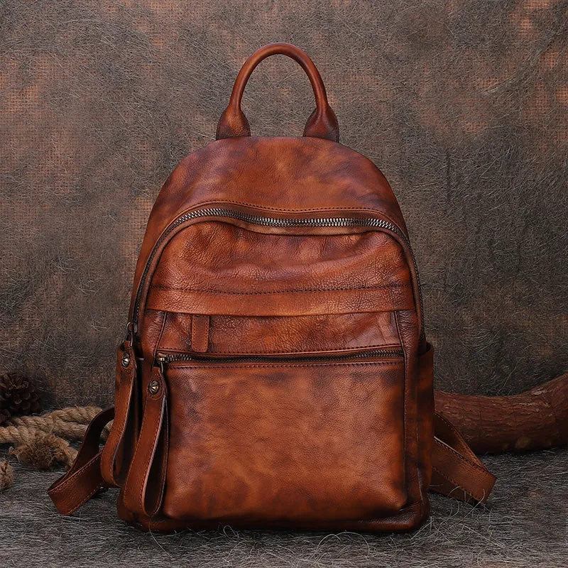 Best Vintage Green Leather Rucksack Womens Vintage School Backpacks Leather Backpack Purse