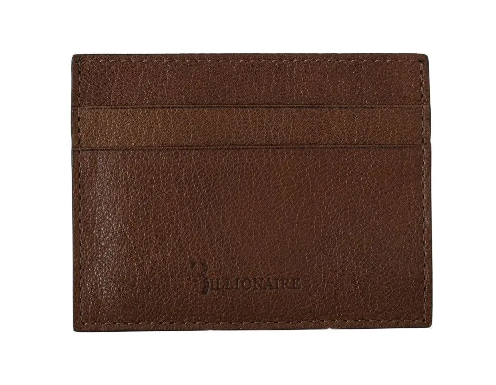 Billionaire Italian Couture Brown Leather Cardholder Wallet