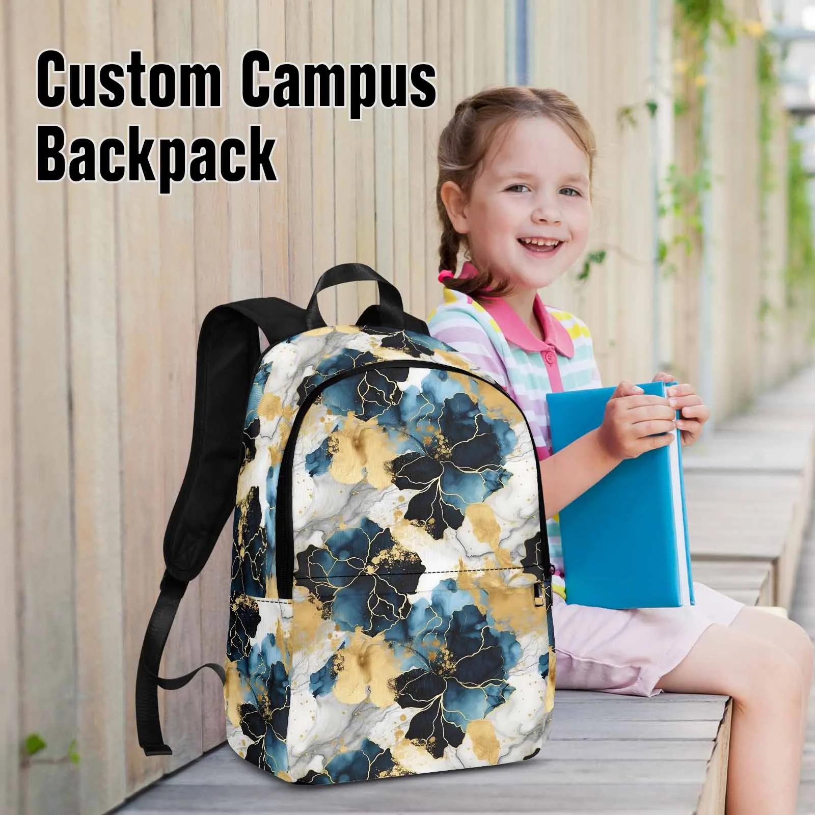 Blue Ink Floral  Adult Casual Backpack