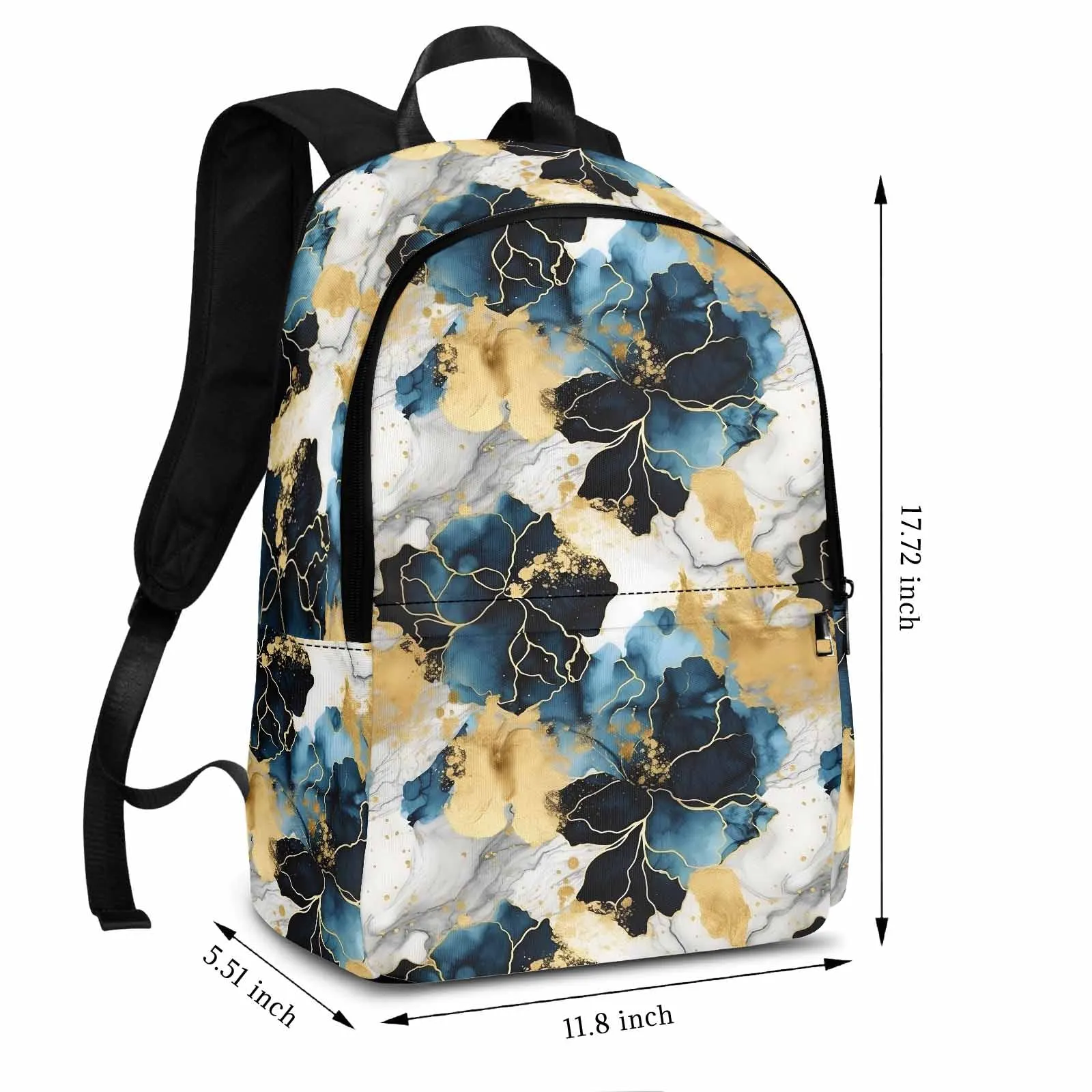 Blue Ink Floral  Adult Casual Backpack