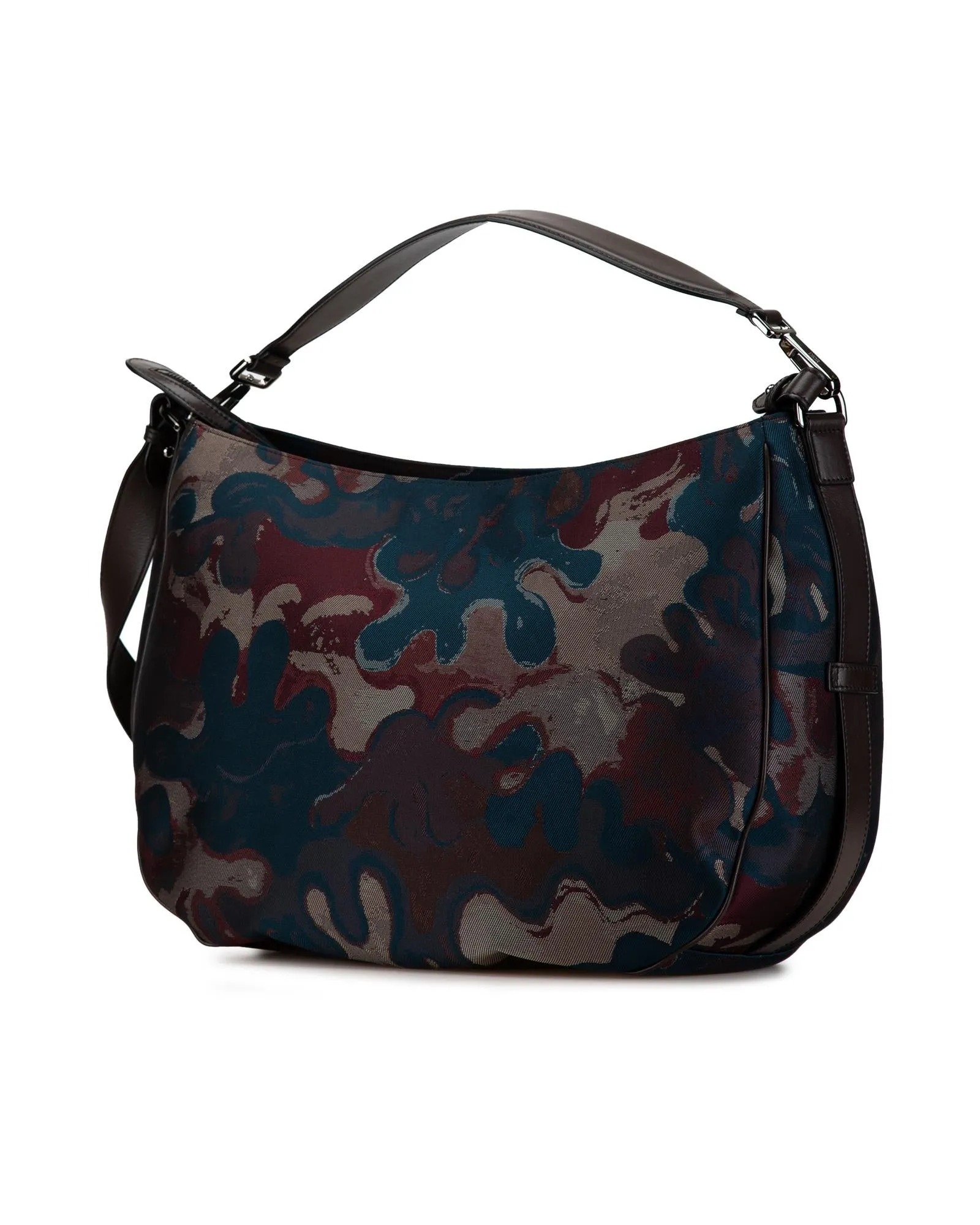 Canvas Camouflage Soft Saddle Bag with Leather Trim and Multiple Pockets