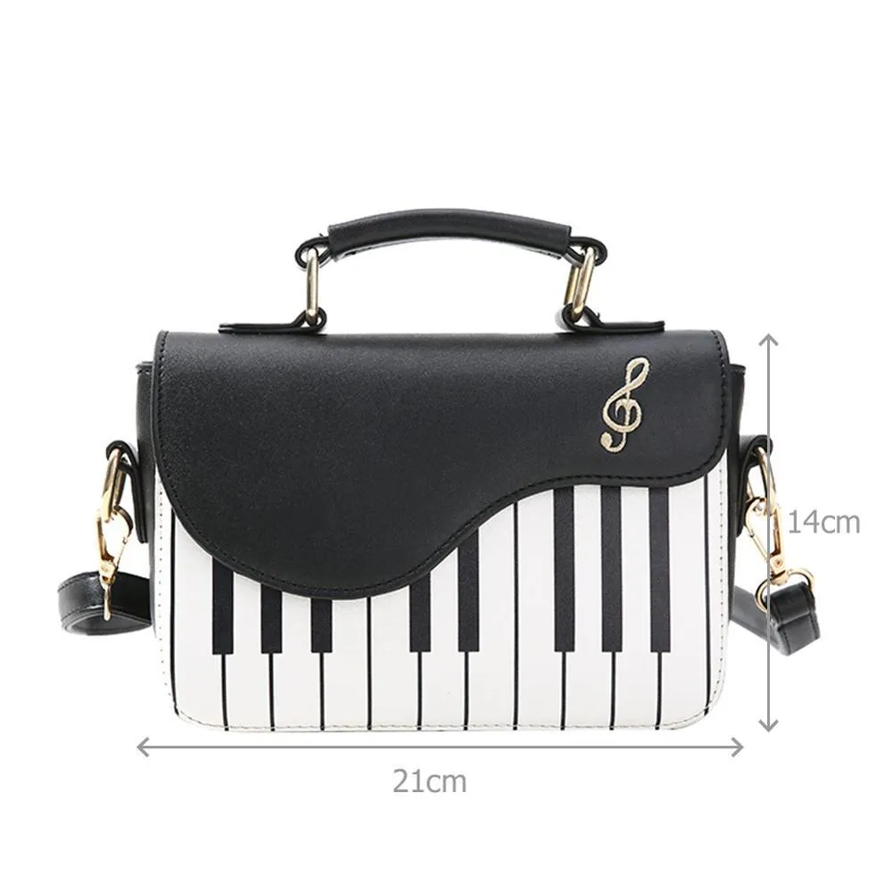 Casual Cute Women's Flap Leather Messenger Bags With Piano Pattern