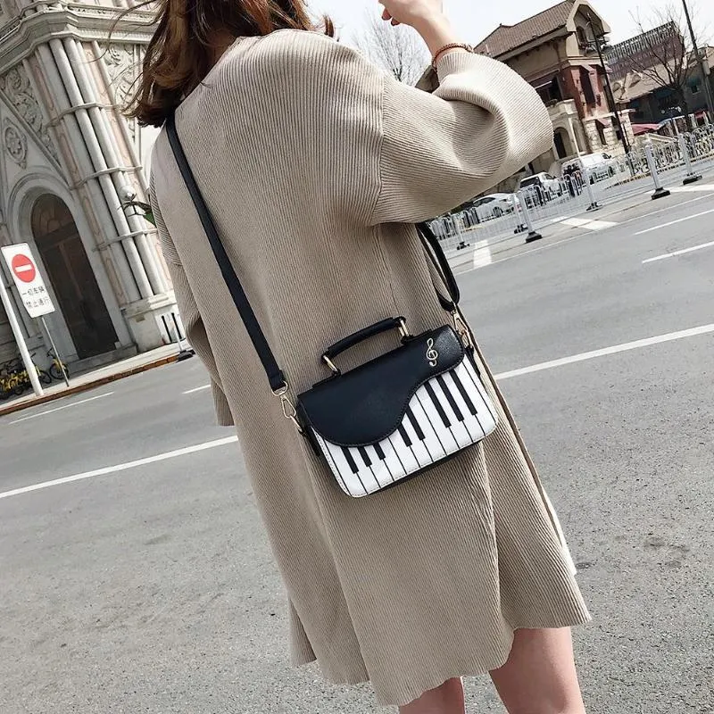 Casual Cute Women's Flap Leather Messenger Bags With Piano Pattern