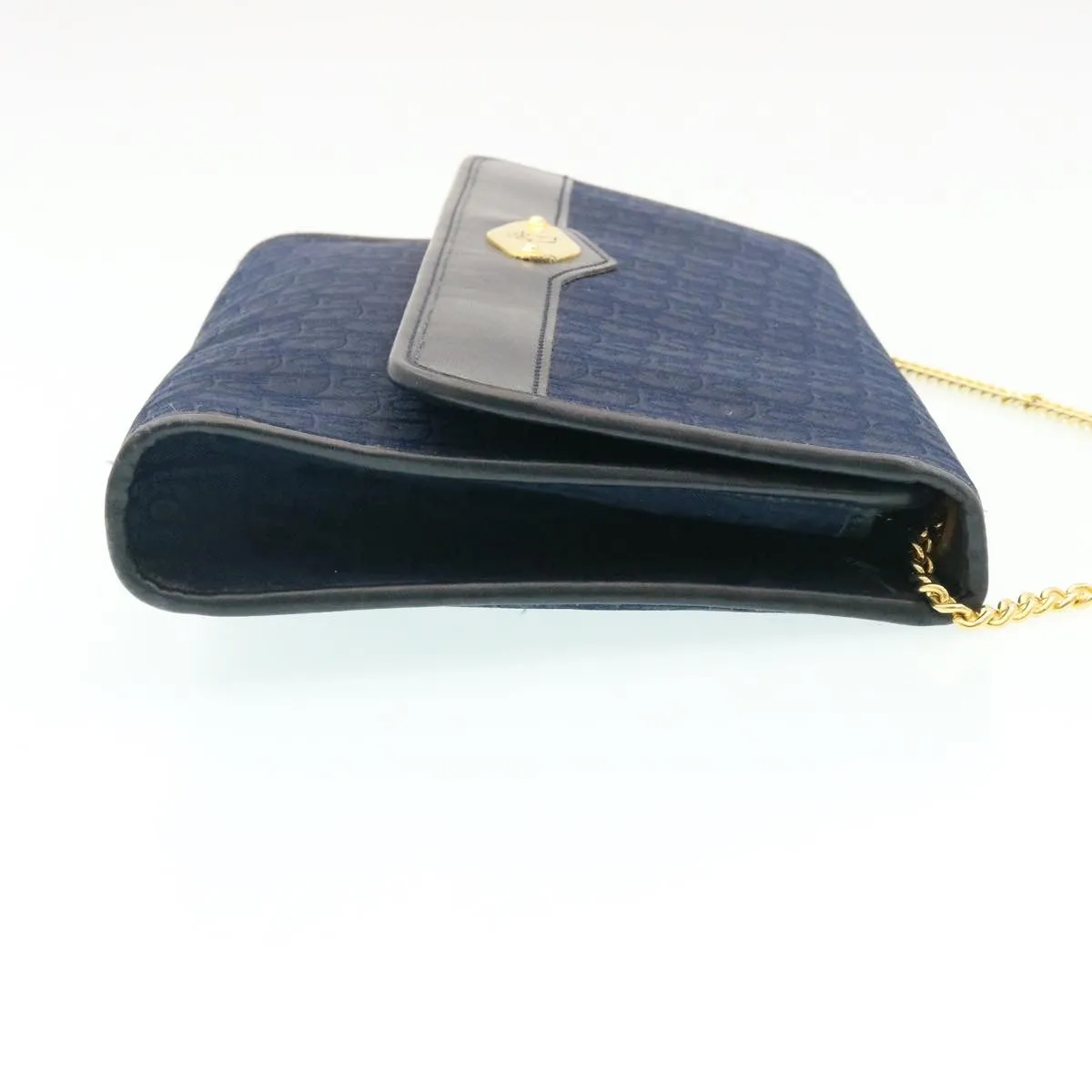 CHRISTIAN DIOR Honeycomb Canvas Shoulder Bag Navy Auth am1653g