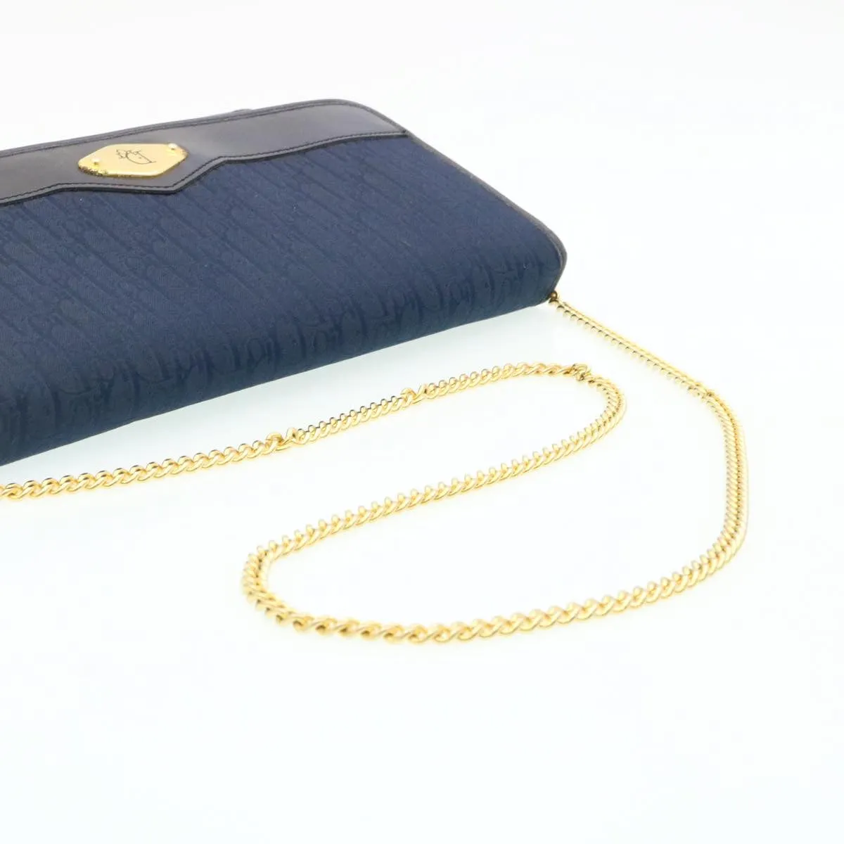 CHRISTIAN DIOR Honeycomb Canvas Shoulder Bag Navy Auth am1653g