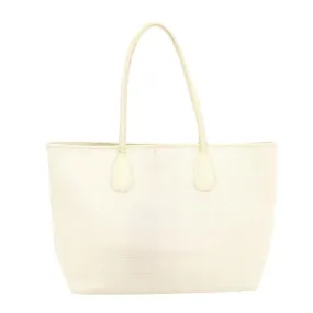 CHRISTIAN DIOR Panarea Tote Bag Coated Canvas White Auth rd1228