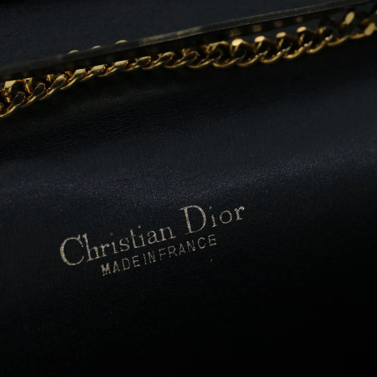 CHRISTIAN DIOR Trotter Canvas Chain Shoulder Bag Navy  rd2392