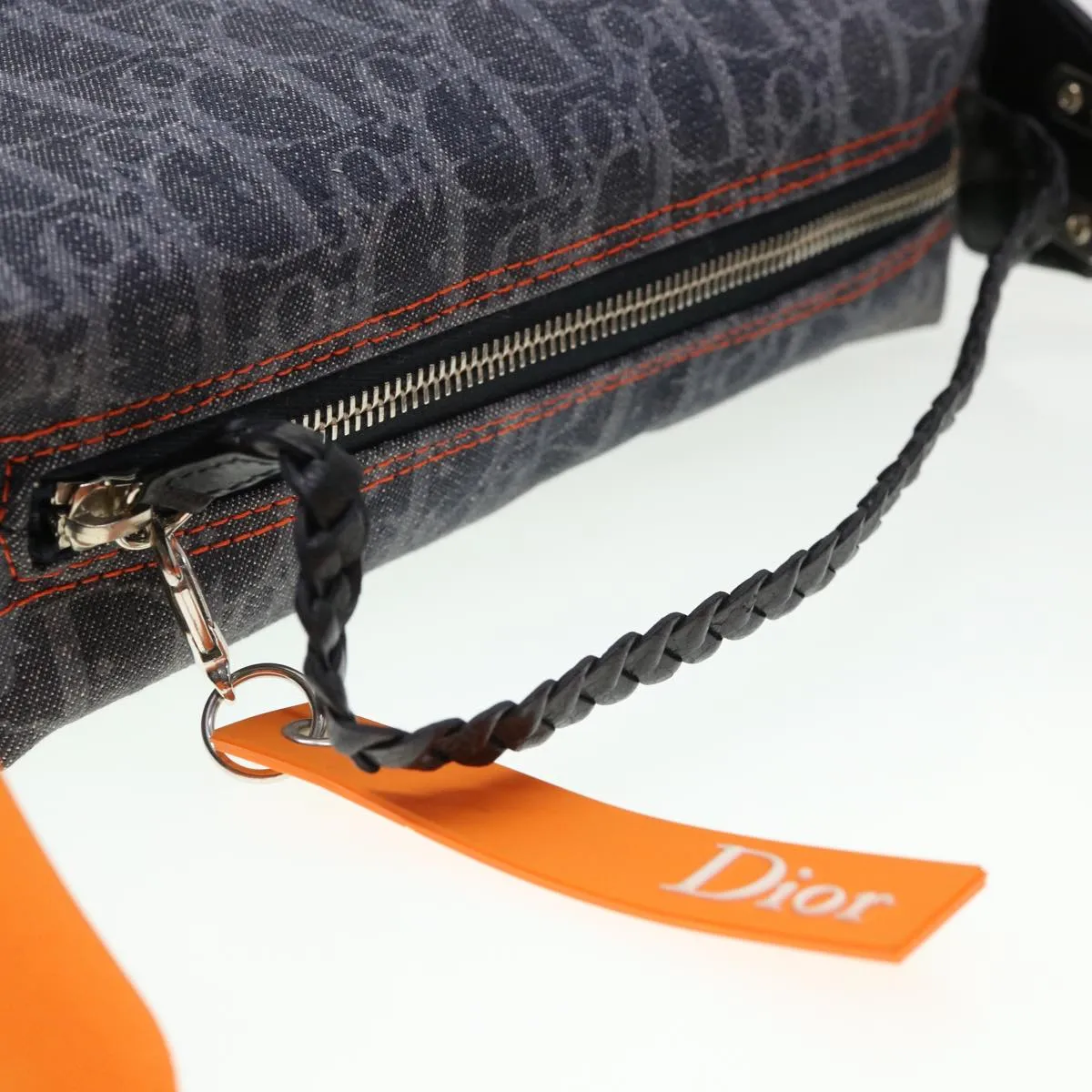 CHRISTIAN DIOR Trotter Canvas Flight Shoulder Bag Navy Orange Auth 39354A