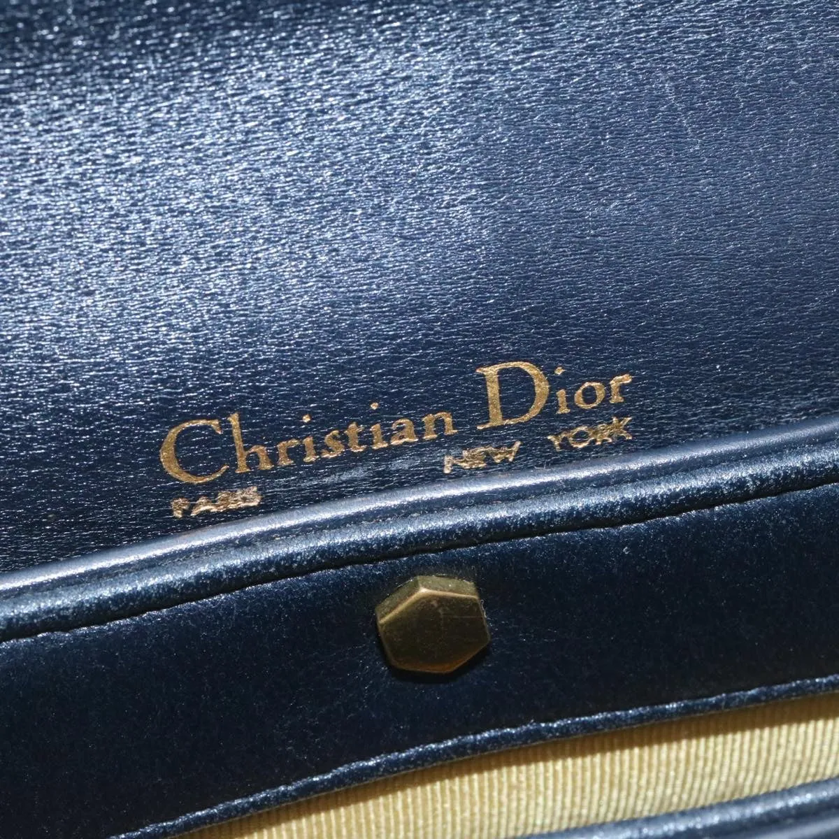 CHRISTIAN DIOR Trotter Canvas Shoulder Bag PVC Leather Blue  am1903g