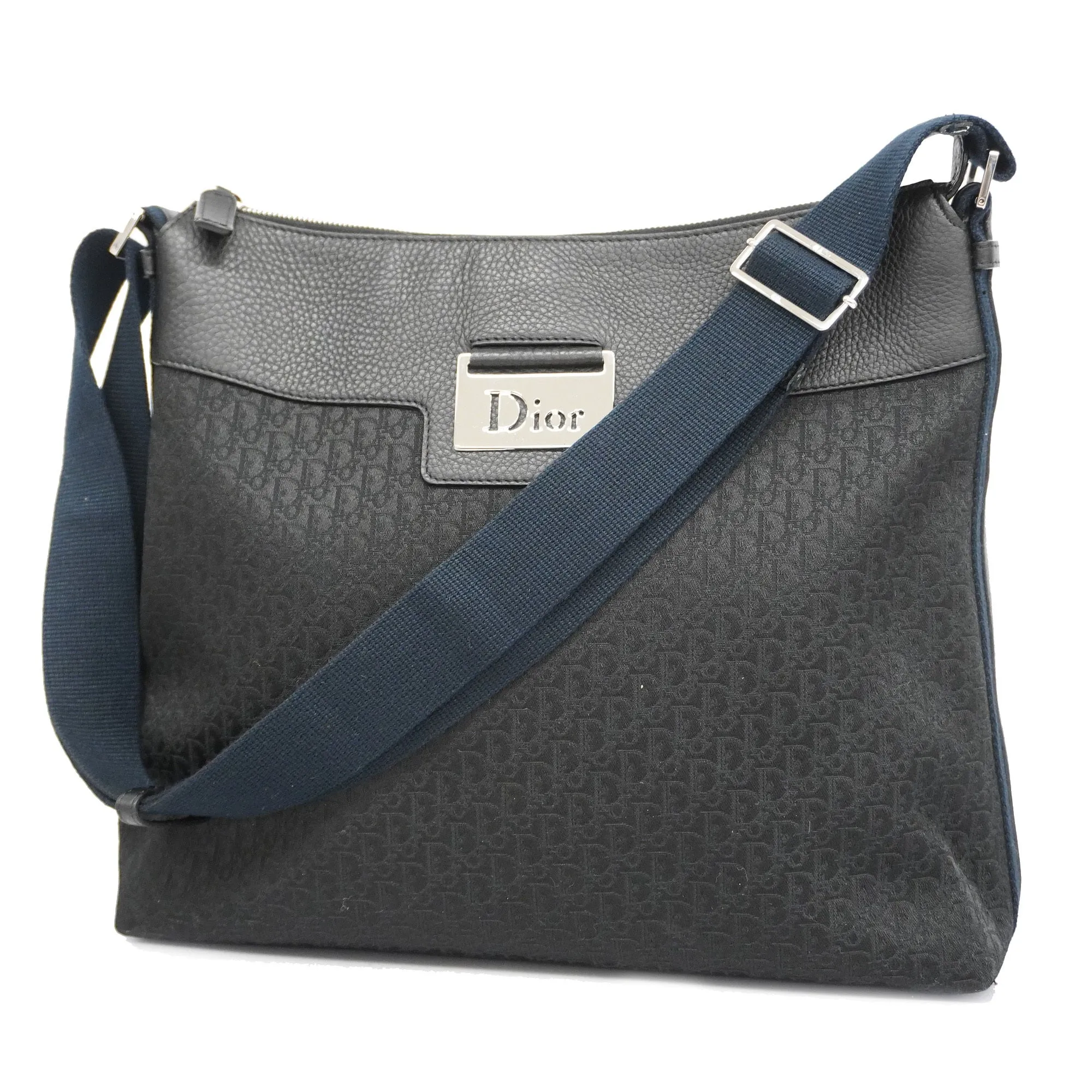 CHRISTIAN DIOR  Trotter Shoulder Bag Women's Canvas,Leather Black