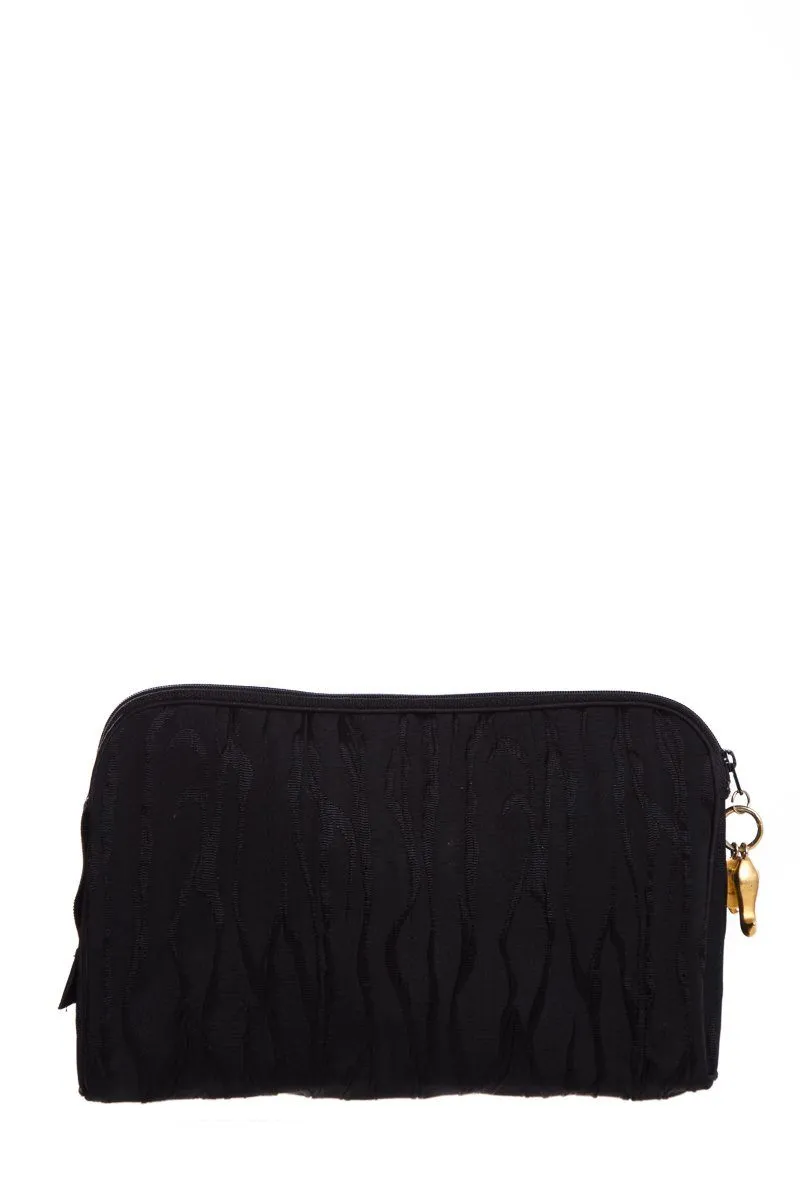 Christian Dior Vintage Black Satin Pouch