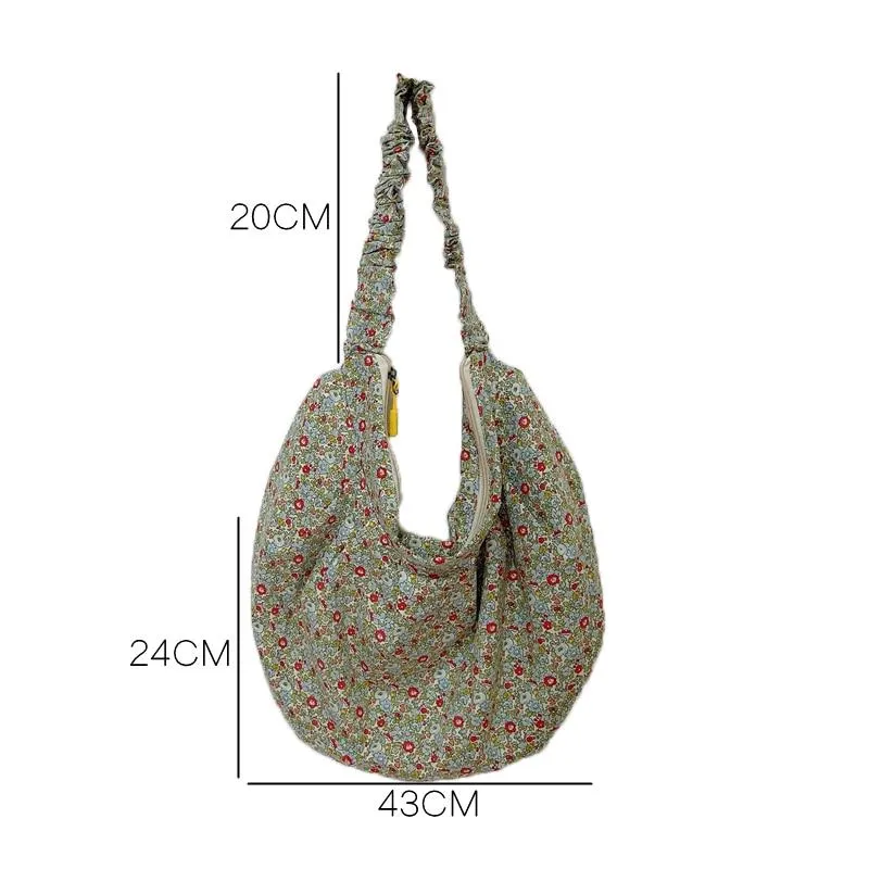 Classic Fashionable Women's Floral Print Cotton Crossbody Bags For Shopping