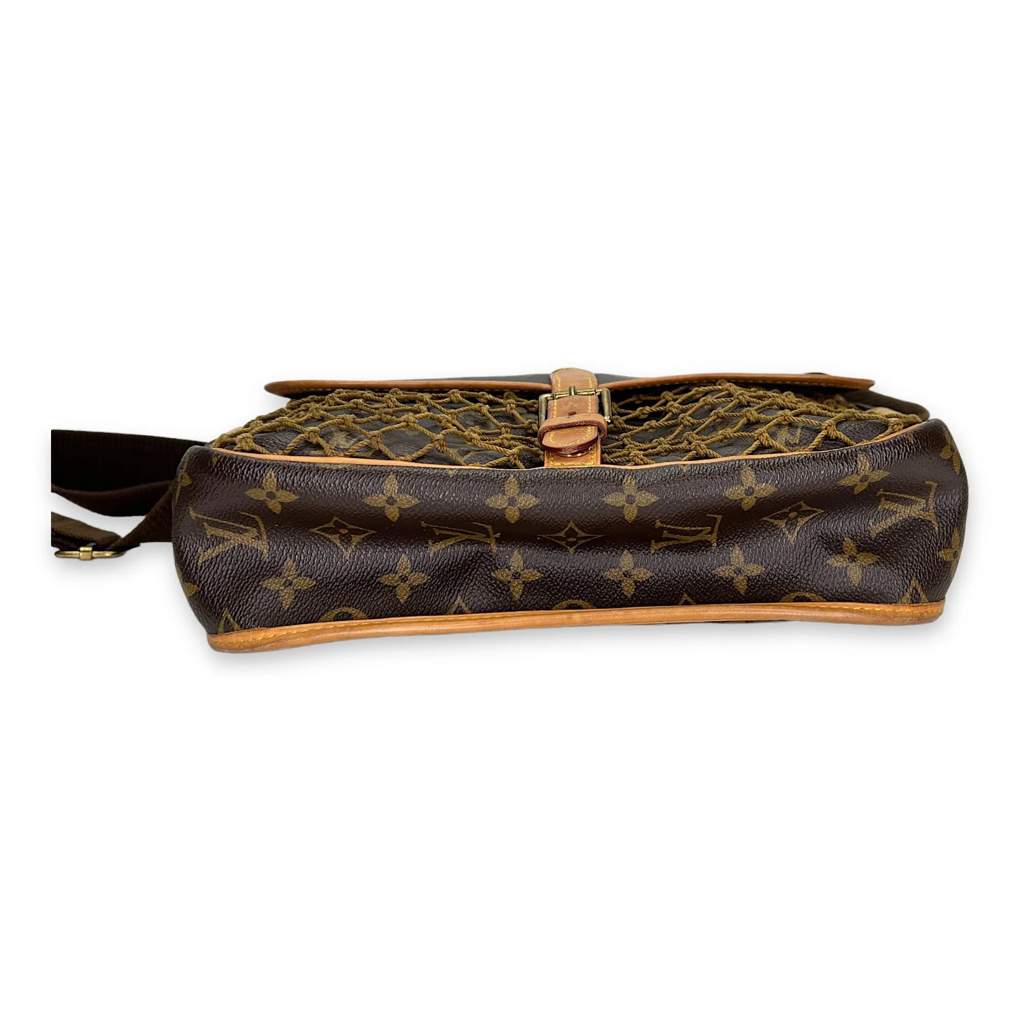 Congo Brown Messenger in Monogram Coated Canvas, Gold hardware