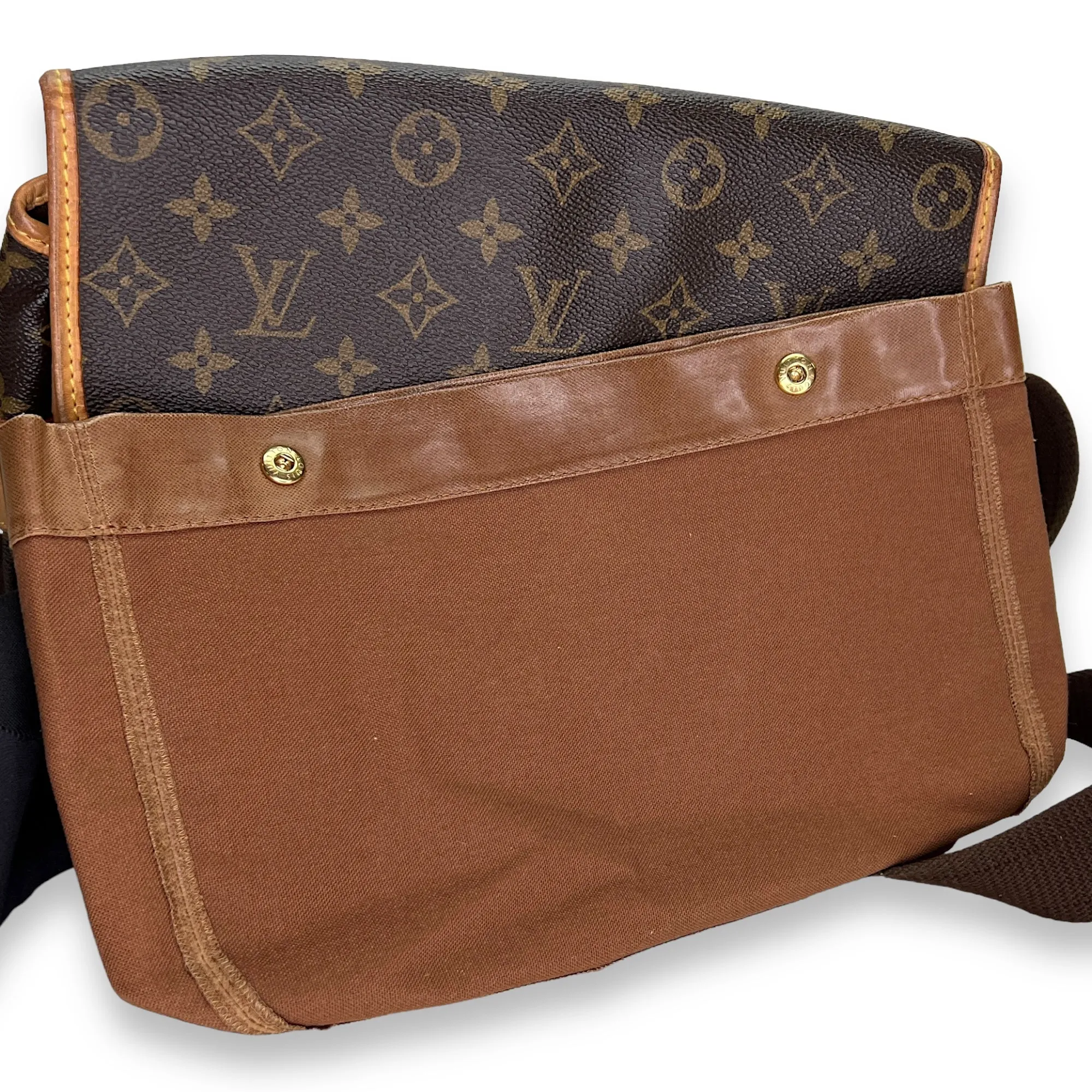 Congo Brown Messenger in Monogram Coated Canvas, Gold hardware