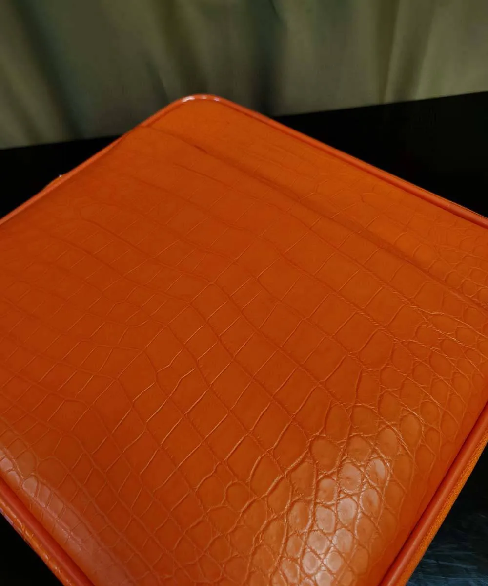 Crocodile Leather 15 in -Mini Carry- On Luggage Orange