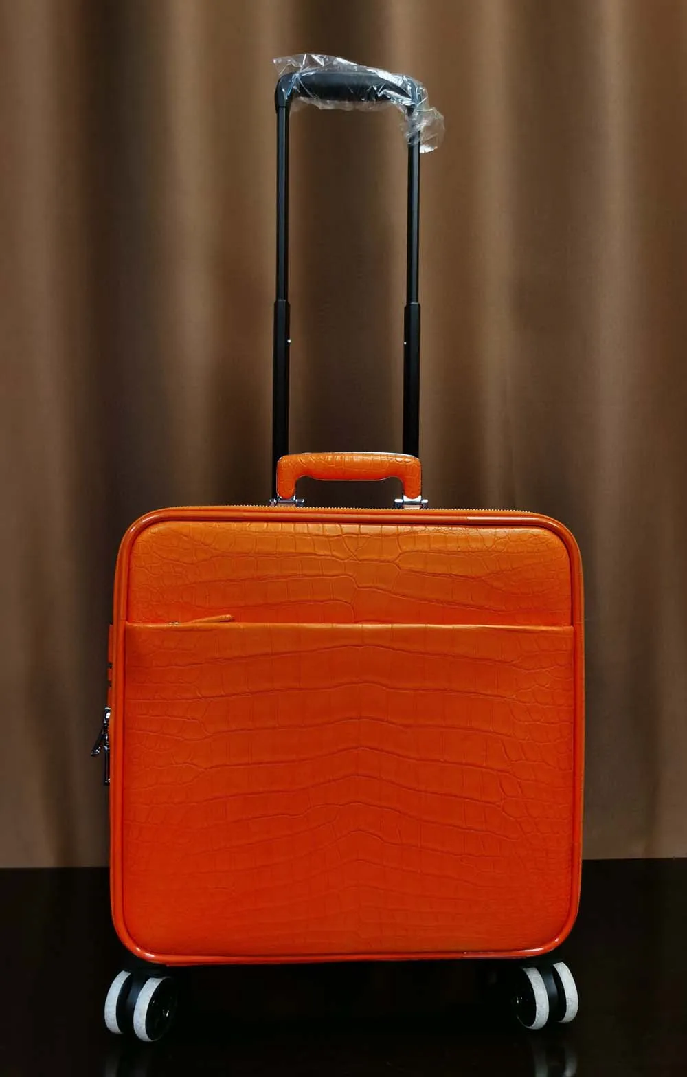 Crocodile Leather 15 in -Mini Carry- On Luggage Orange