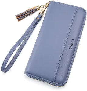 Cyanb Women Wallets Tassel Bifold Ladies Cluth Wristlet Wrist strap Long Purse