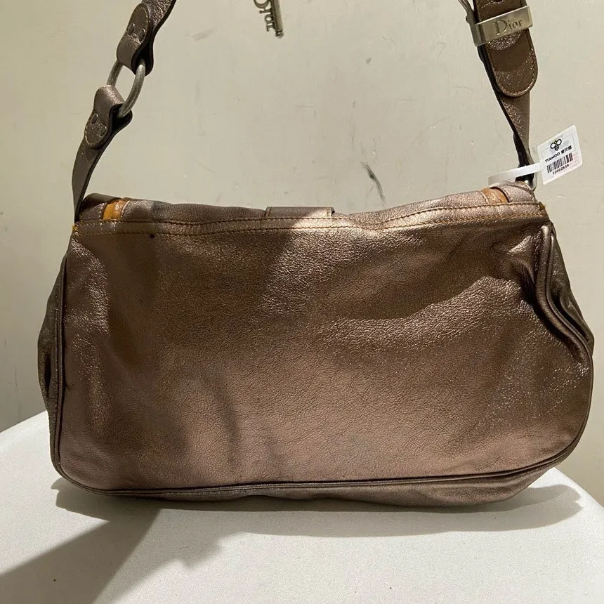 Dior Saddle Brown Leather Large Vintage Bag