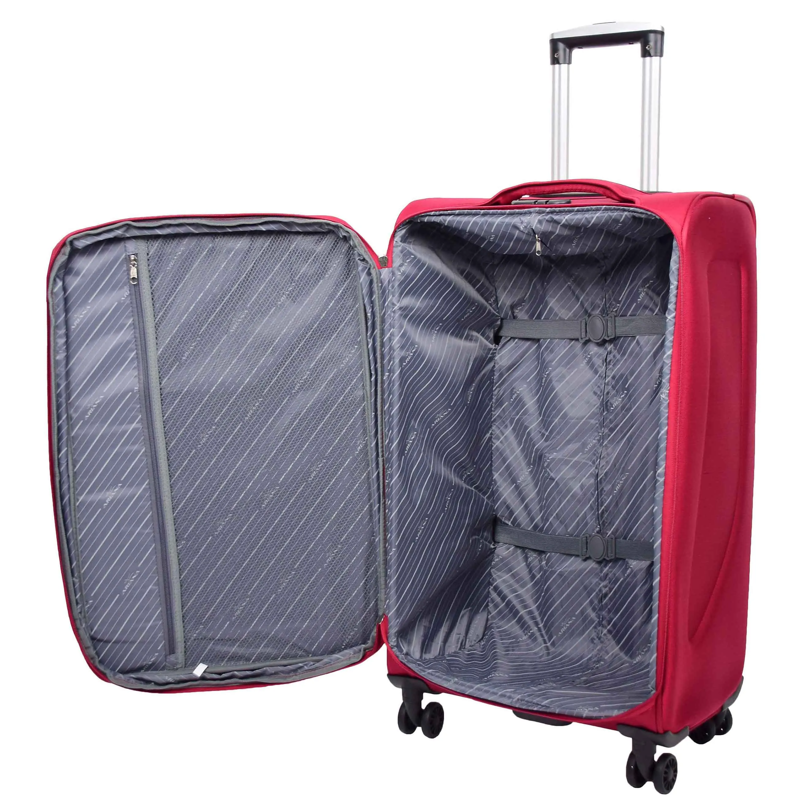 Expandable Four Wheel Soft Suitcase Luggage York Red