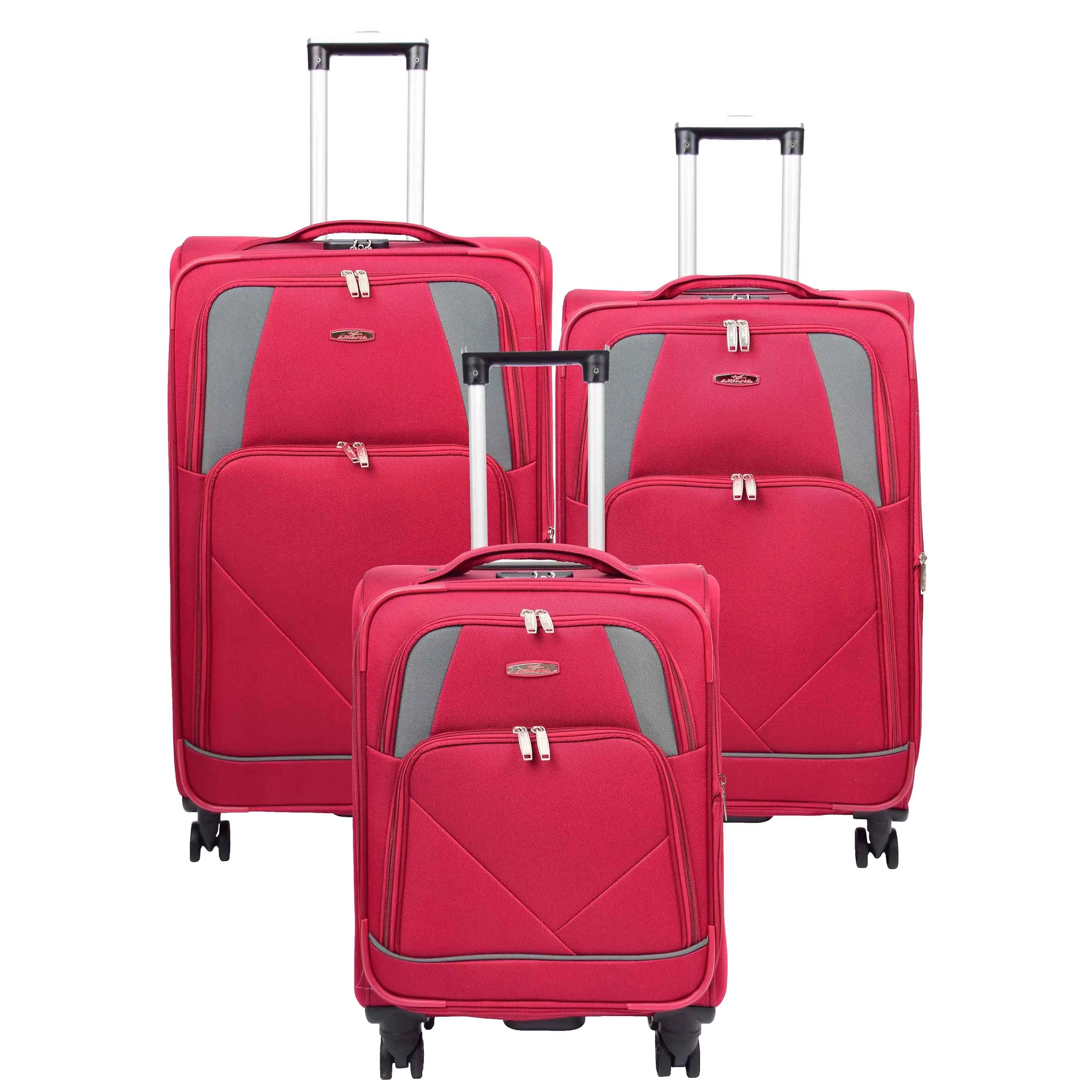 Expandable Four Wheel Soft Suitcase Luggage York Red