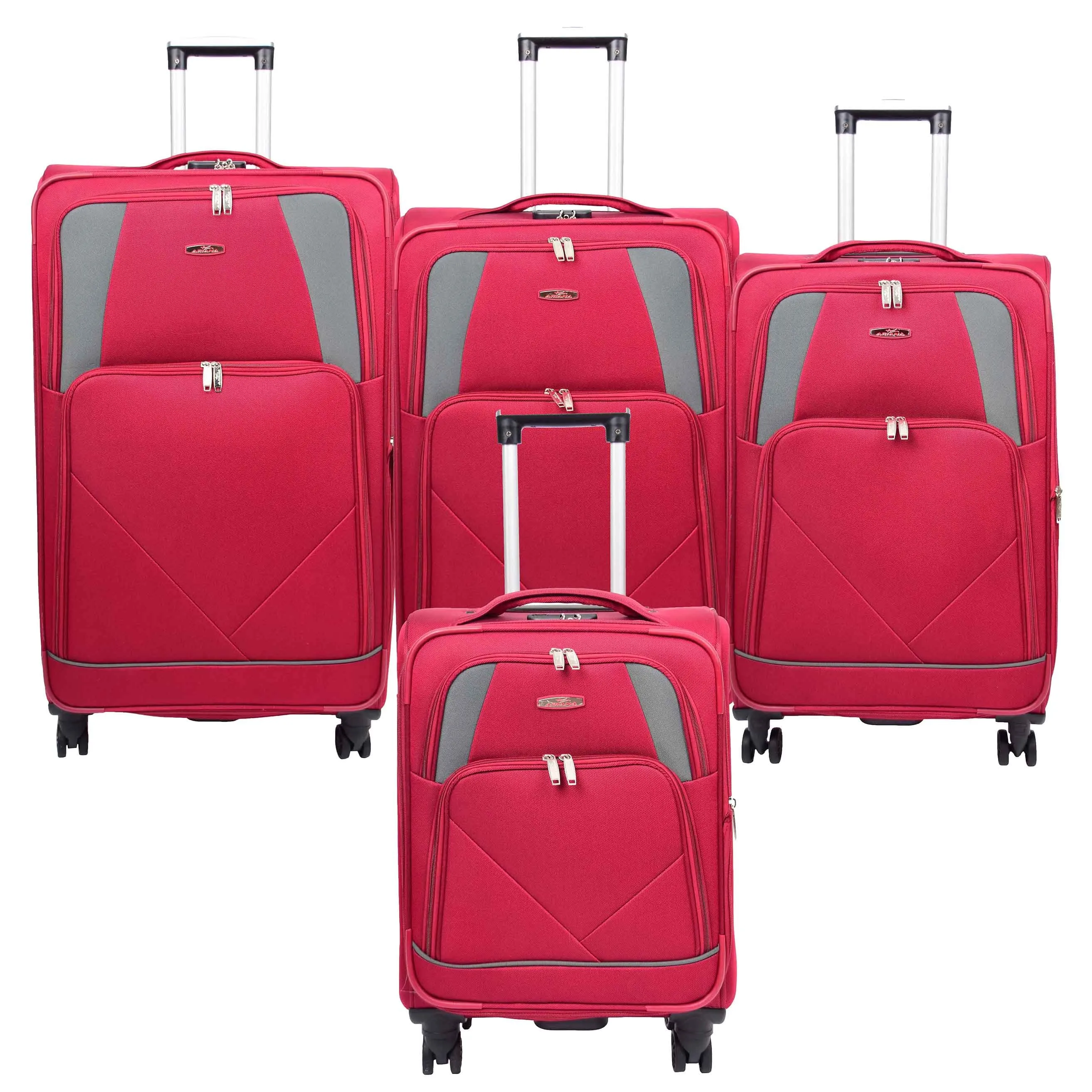 Expandable Four Wheel Soft Suitcase Luggage York Red