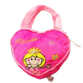 Girls Hot Pink Heart Glitter Princess Crown Wand Applique Purse