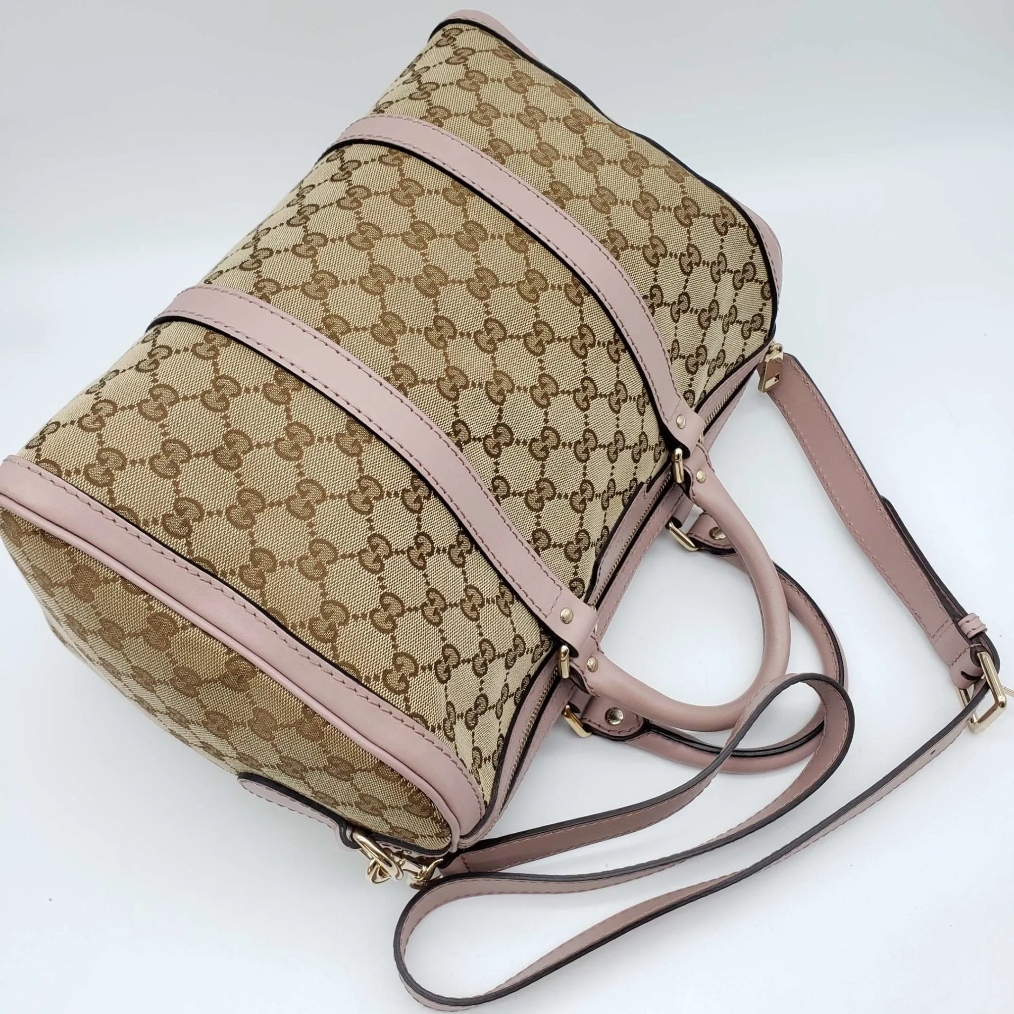 Gucci Canvas Vintage Medium Boston Shoulder, Crossbody & Hand Bag