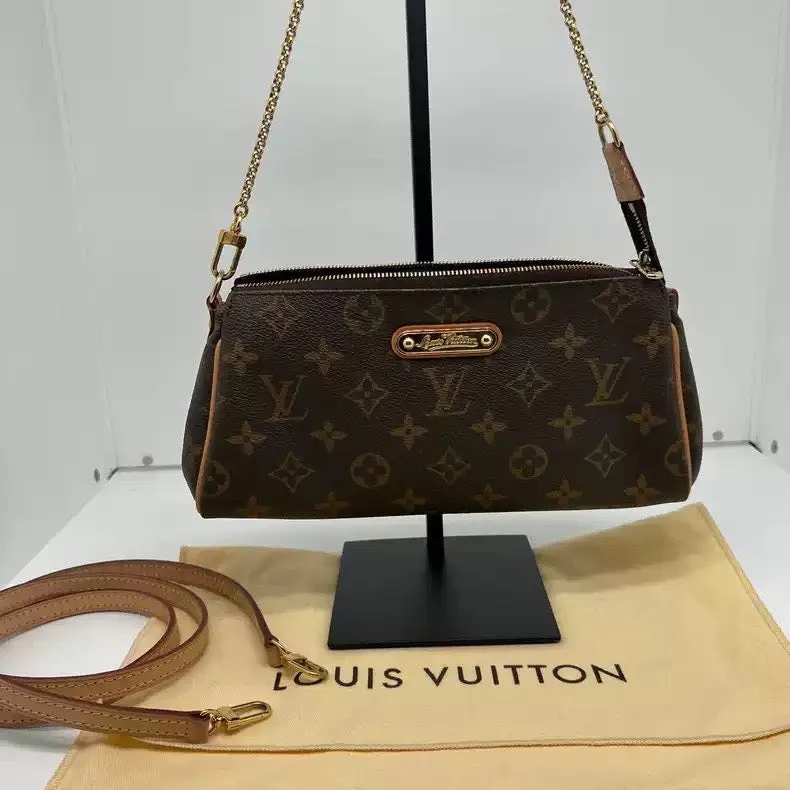 Louis Vuitton Eva Monogram Brown Canvas Chain Baguette Underarm Bag Vintage Style