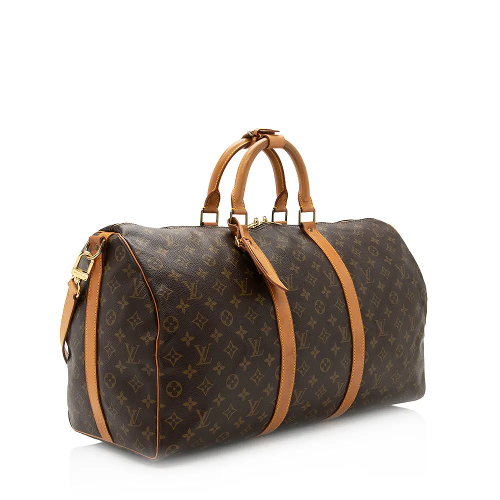 Louis Vuitton Vintage Monogram Canvas Keepall Bandouliere 50 Duffel Bag (SHF-20375)