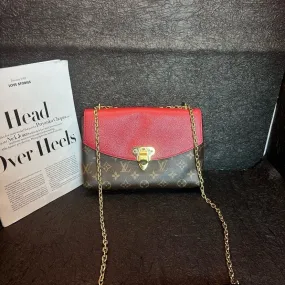 Louis Vuitton Vintage Monogram Red Leather Legend Chain Bag 25cm