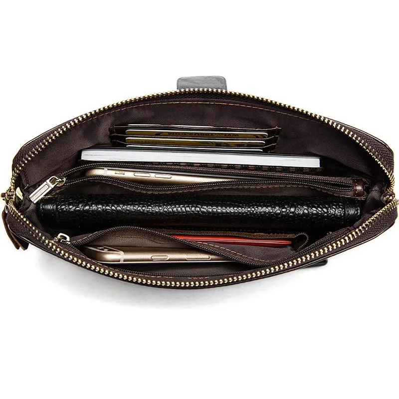 Men Genuine Leather Dark Brown Purse with an incredibly Spacious Interior