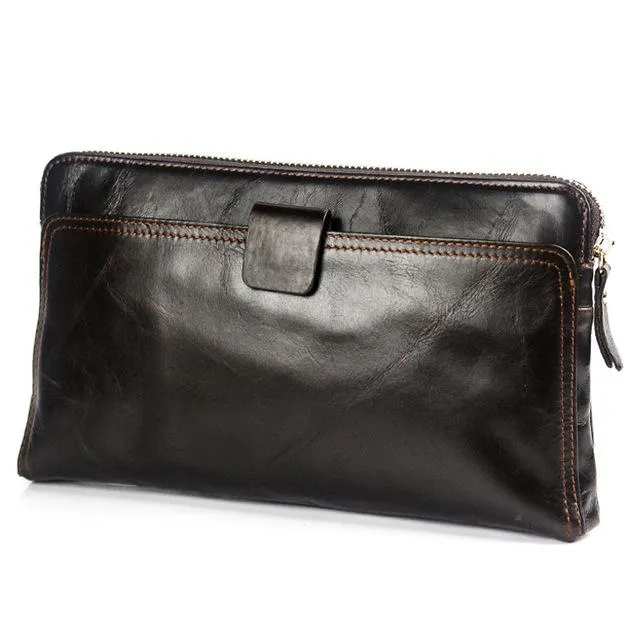 Men Genuine Leather Dark Brown Purse with an incredibly Spacious Interior