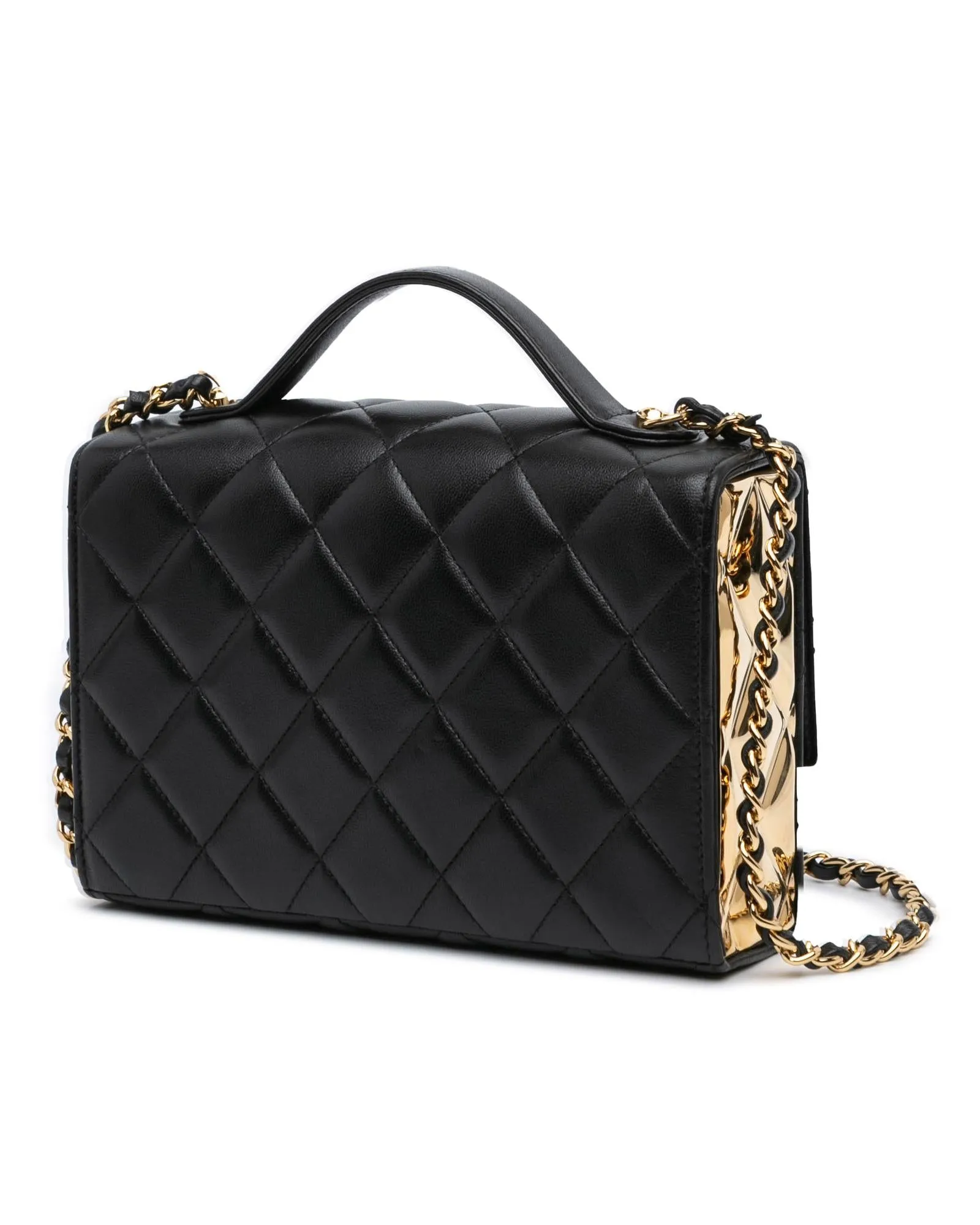 Mini Quilted Lambskin Flap Satchel with Gold Plated Trim