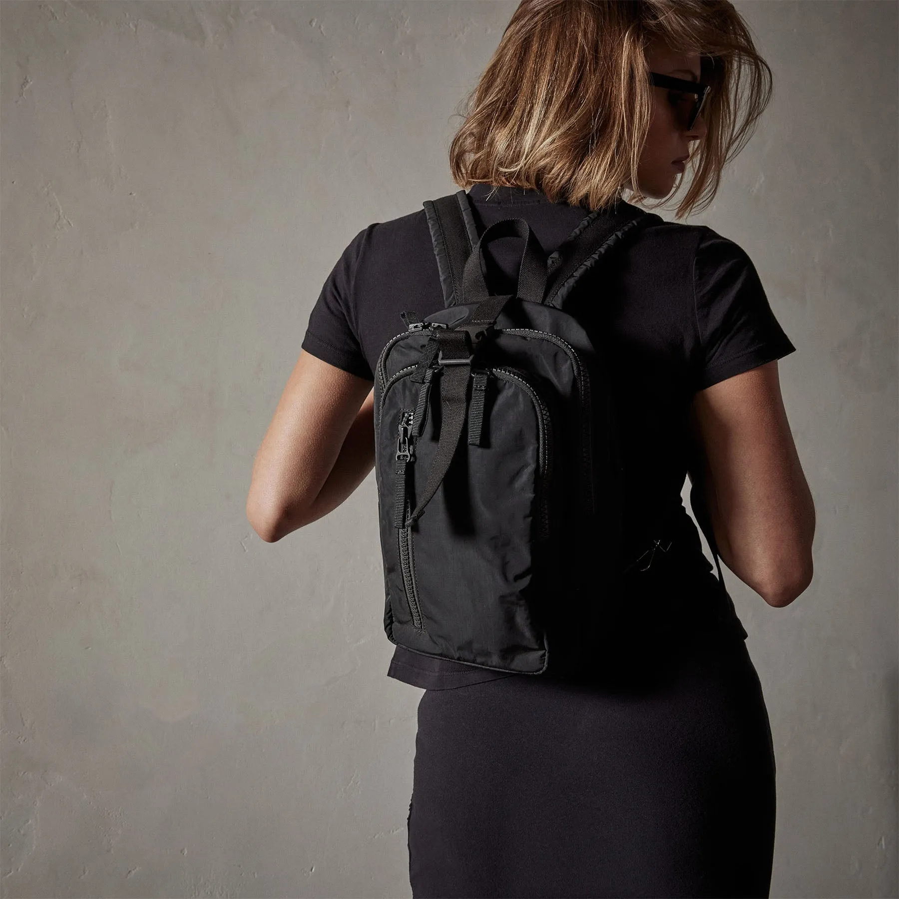 Mini Zip Backpack - Black