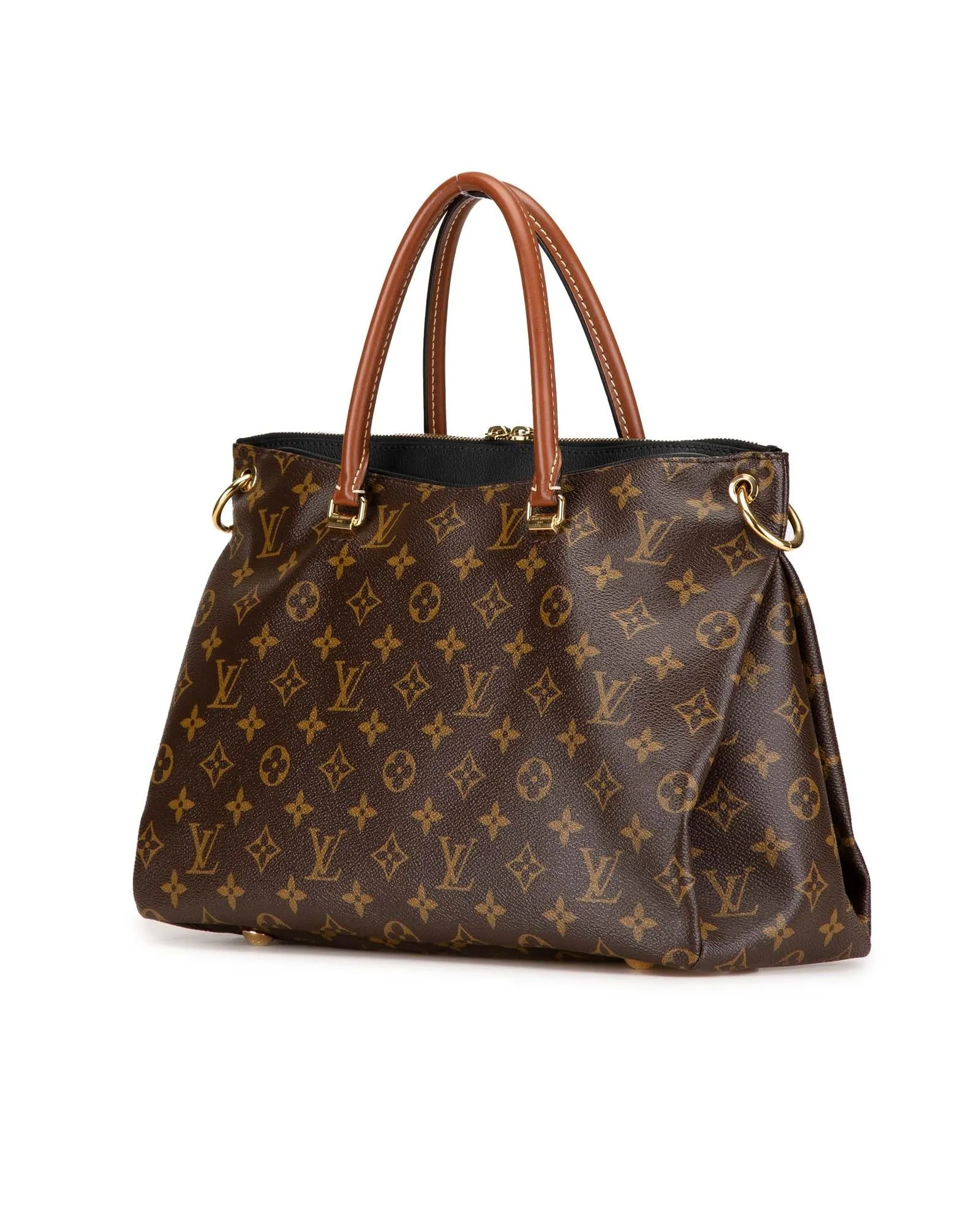 Monogram Canvas Satchel with Rolled Leather Handles and Detachable Strap