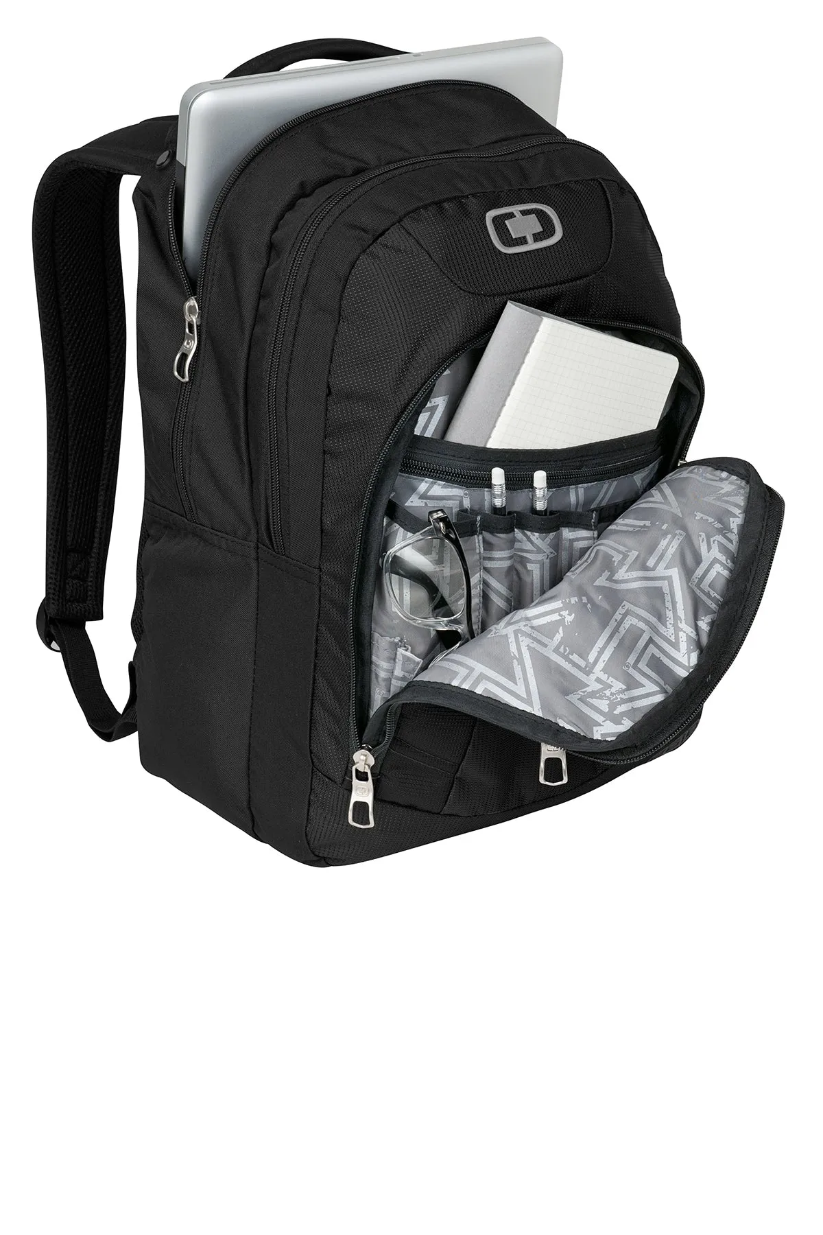 OGIO Colton Customzied Backpacks, Black/Silver