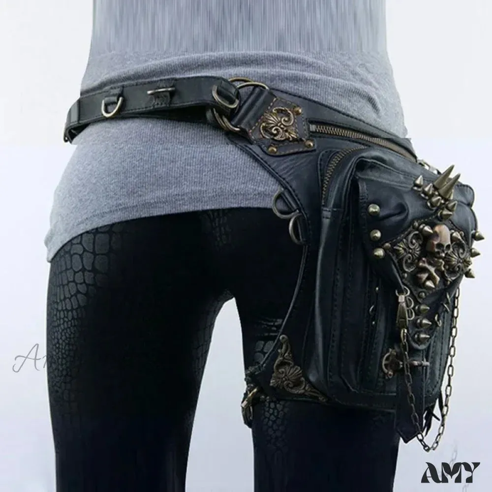 Punk Bag Mobile Waist Belt Leg Hip Gothic Fanny Steam Messenger Phone