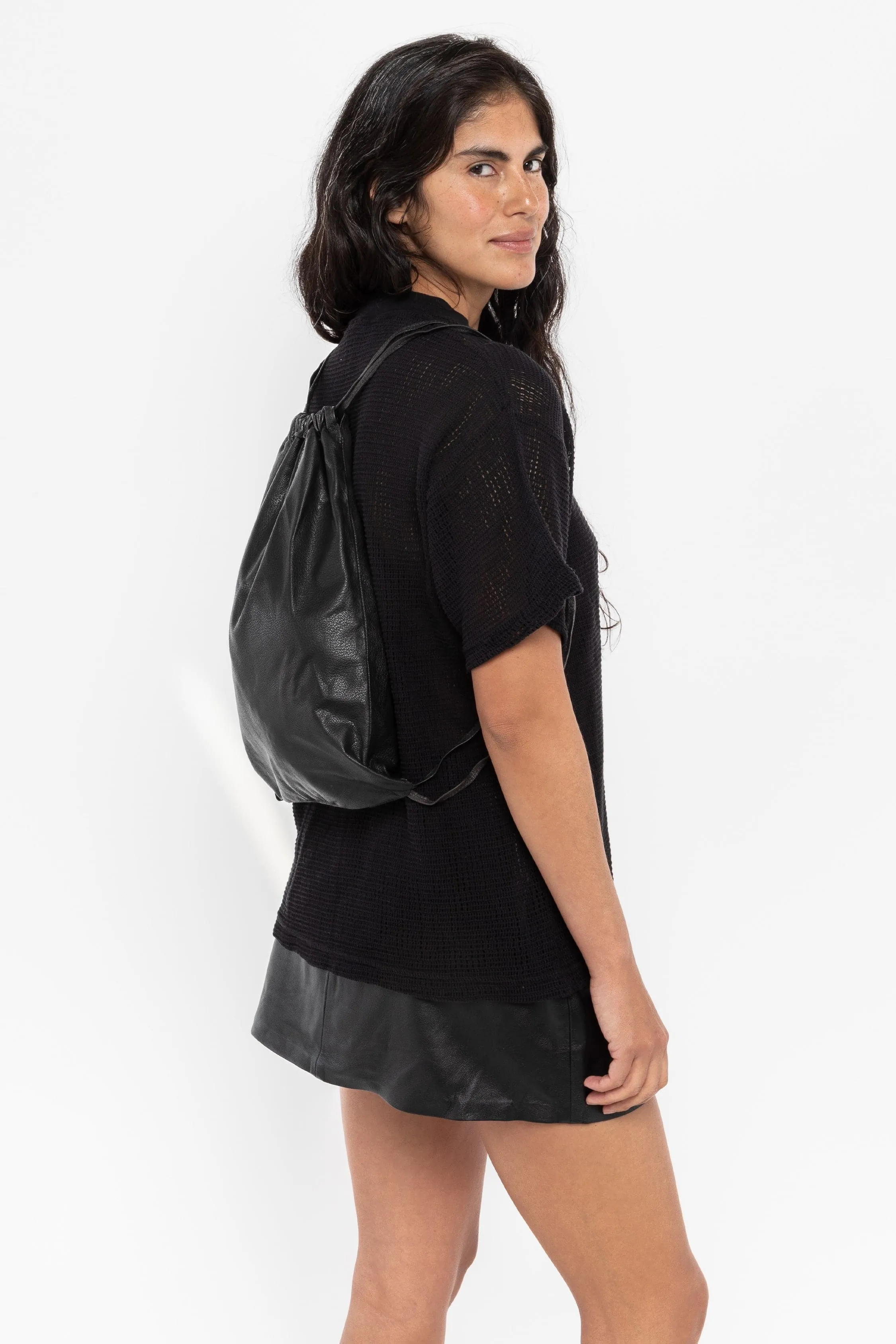 RLH3414 - Unisex Leather Drawstring Backpack