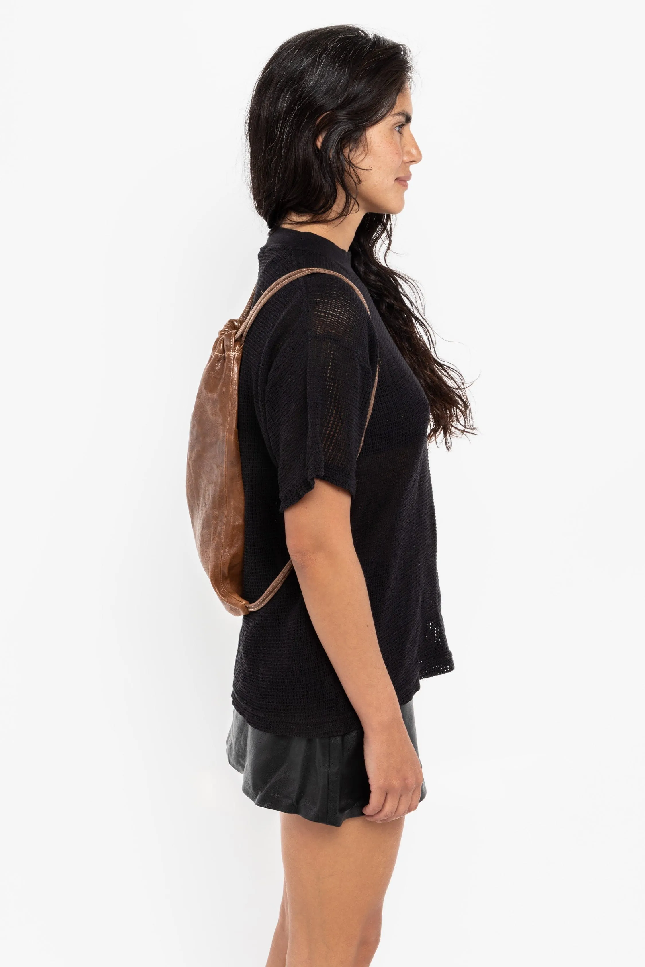 RLH3414 - Unisex Leather Drawstring Backpack